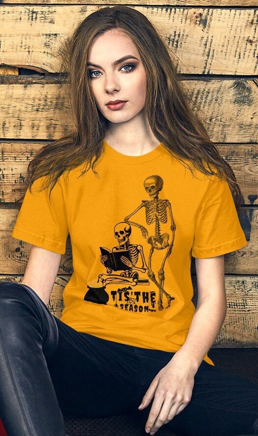 Halloween Book Shirt, Skeleton Shirt, Book Lover Skeleton Tee, Halloween Skeleton TShir,t, Fall Spooky ShirtShirt