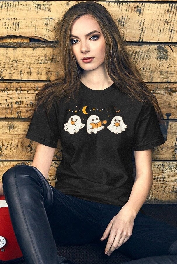 Ghost Coffee Shirt, Halloween ghost shirt, Spooky Season Tshirt, Cute Ghost Shirt, Coffee Lover Little Ghost Tee, Ghost Coffee Shirt