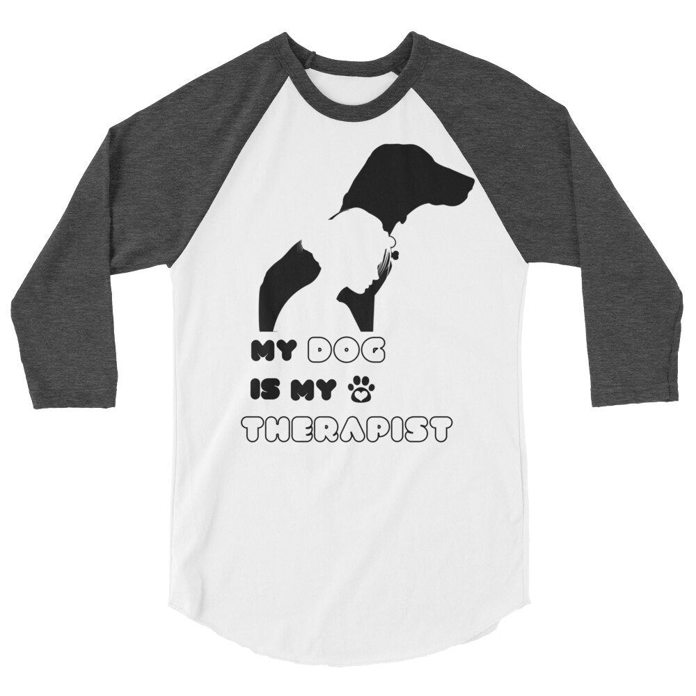 Therapy Dog Shirt, Therapy Dog Mom, Gift For Dog Lover, Therapy Animal Shirt, Therapy Dog Lover, Therapy Dog 3/4 sleeve raglan shirt