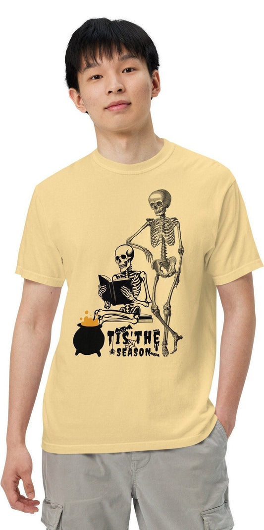 Comfort Colors Reading Skeleton, Bookworm Shirt, Reading Teacher, Halloween Teacher, Halloween Book dyed heavyweight t-shirt