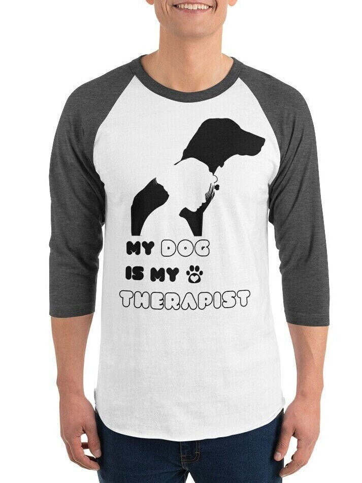 Therapy Dog Shirt, Therapy Dog Mom, Gift For Dog Lover, Therapy Animal Shirt, Therapy Dog Lover, Therapy Dog 3/4 sleeve raglan shirt