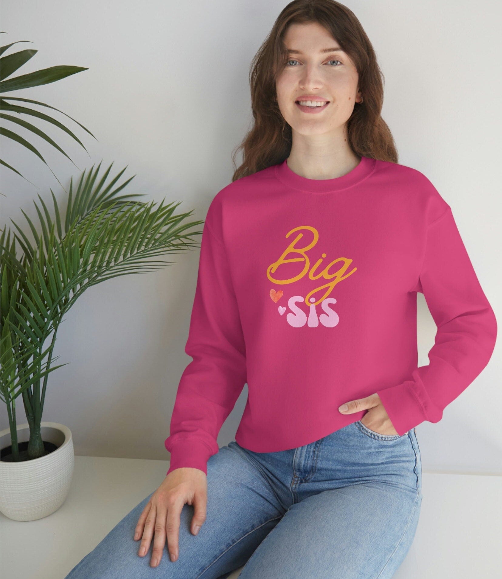 Big Sister Sweatshirt, Unisex Heavy Blend Crewneck Sweater, Prompted to Big Sister Pullover, Pregnancy Announcement Shirt.