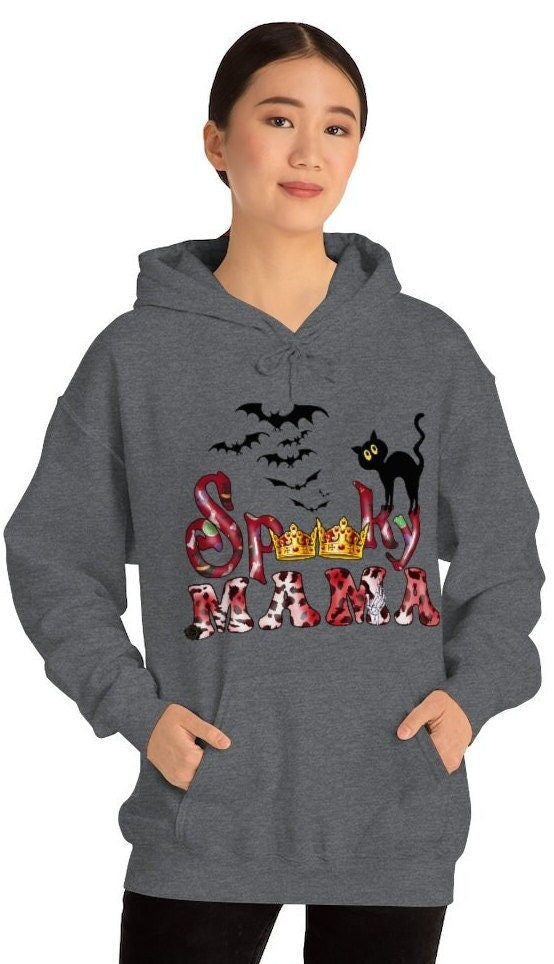 Halloween Spooky Hoodie For Mom, spooky mama Sweater, Spooky Mom Cat Top, Mom Halloween Gift, Spooky Fall Vibes for Mama