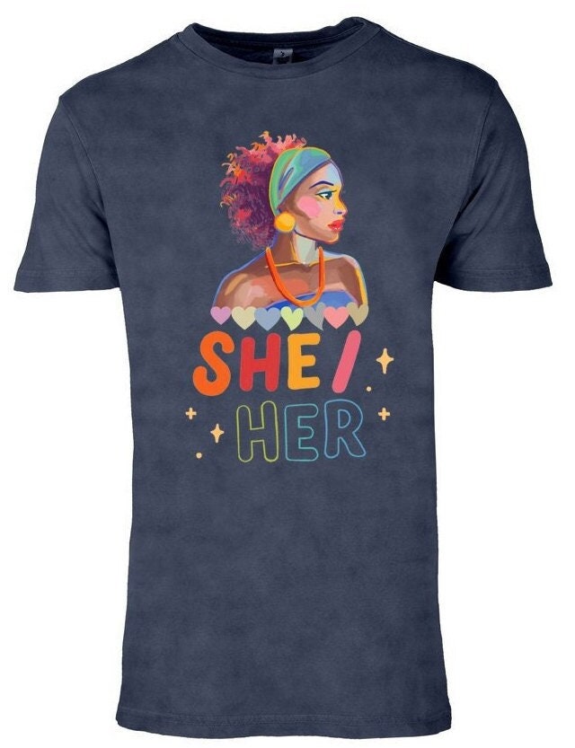 lane Seven Black Womwn Power Shier, Unisex Vintage Sher/her Crewneck Tee, Mom Gift, Women Colorful Face Shirt