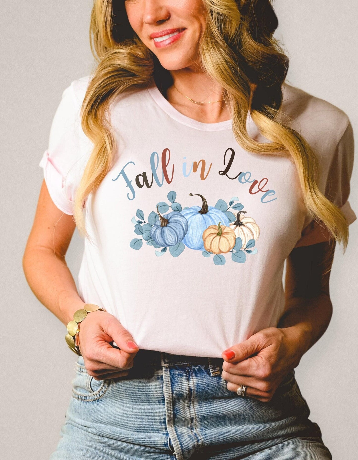 Fall in Love Thanksgiving Shirt, Pumpkin T-Shirt, Fall Graphic Tee, Thanksgiving Top, Halloween Shirt, Oversized Fall Vibes Shirt