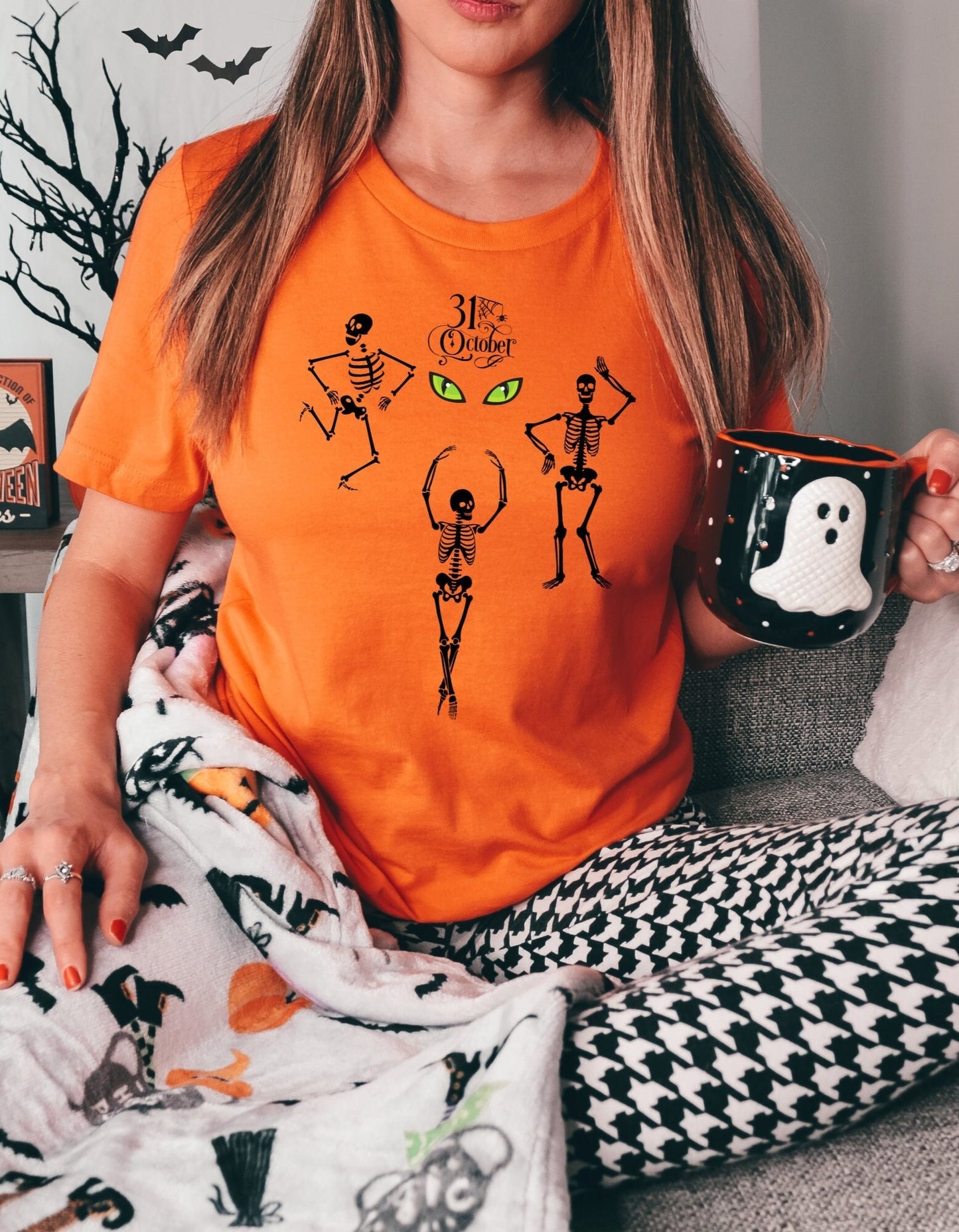 Halloween Dancing Skeleton Tee, Halloween Shirt, Scary Fall Tee, Skeleton Gift Shirt