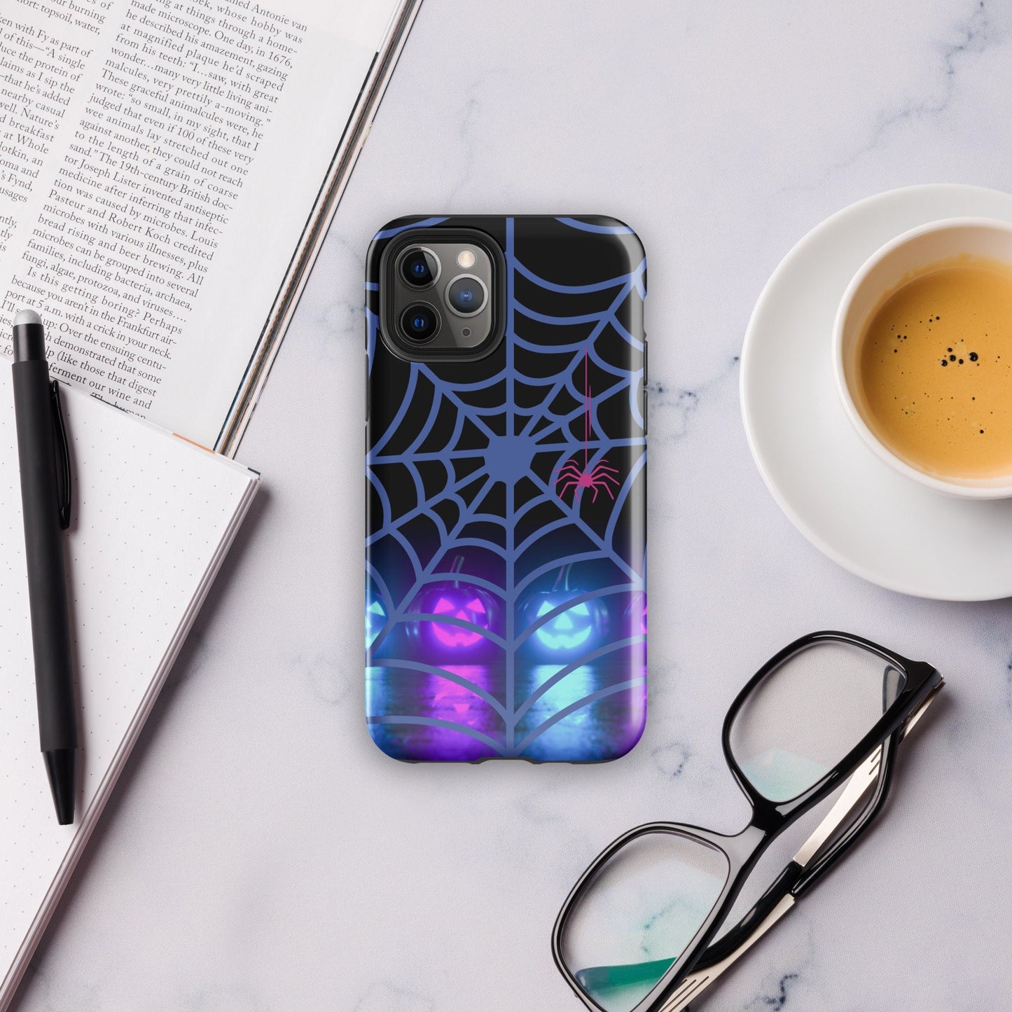 Tough Halloween Case for iPhone®, Pumpkin Phone Case, Spooky Spider Phone Case, Fall Hard Phone Case