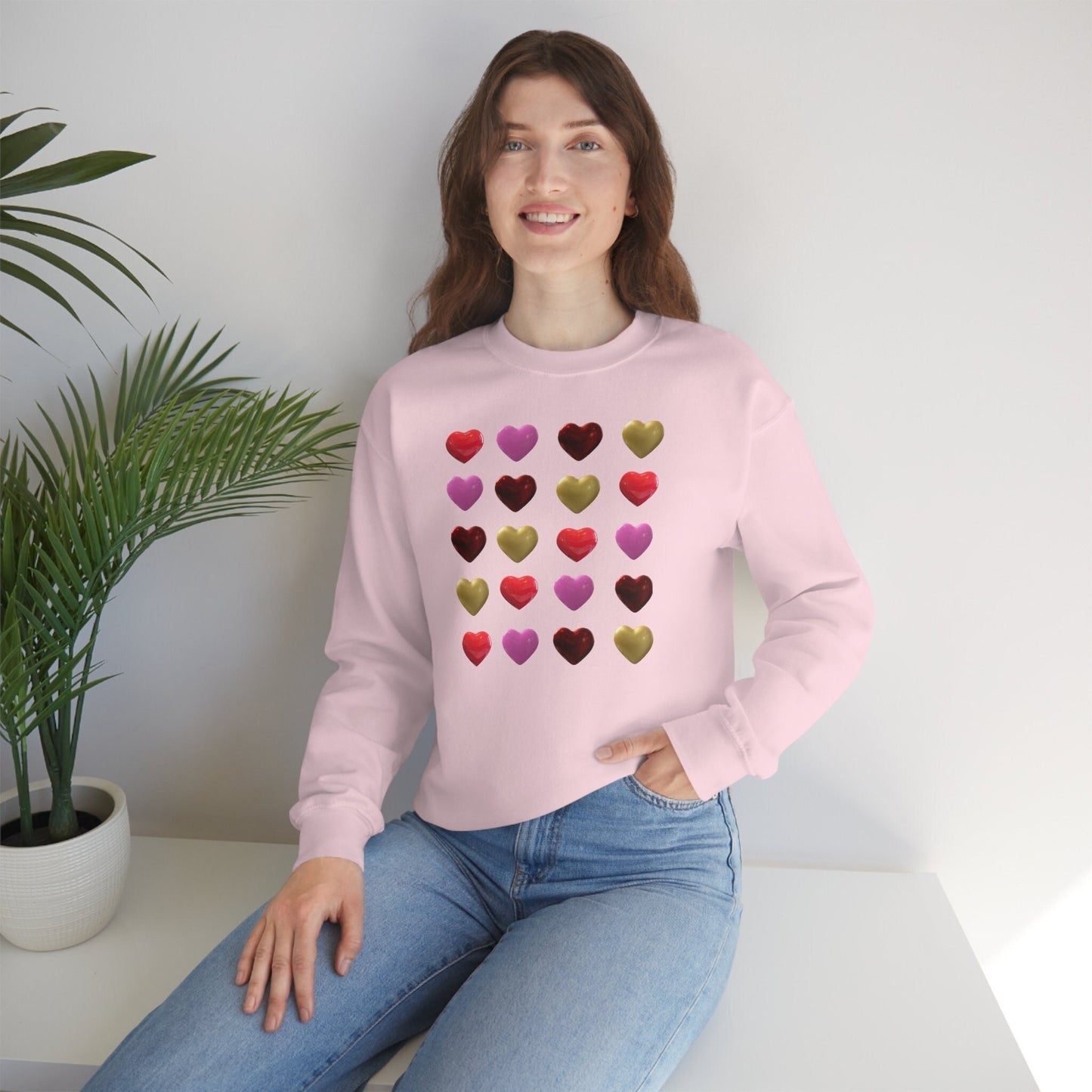 Valentine's Heart Sweatshirt, Valentine's Pullover, Valentine's Day Gift, Heart Unisex Heavy Blend Crewneck Sweatshirt