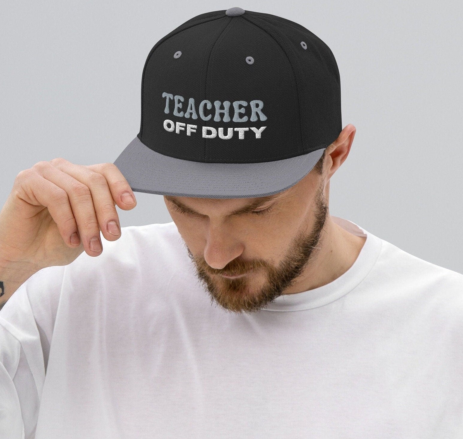 Embroidered Teacher off Duty Snapback Hat, Gift For Teacher, Teacher Appreciation, Teacher Hat Gift, Gift For Her, Teacher Life Hat