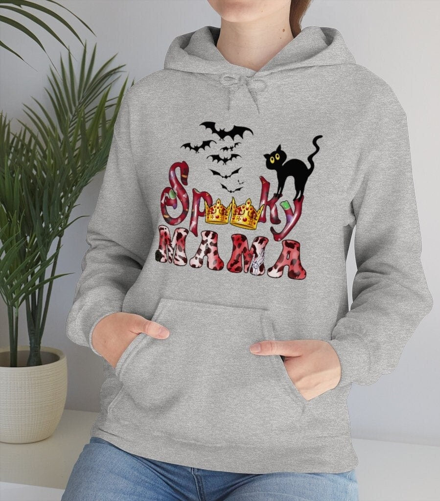 Halloween Spooky Hoodie For Mom, spooky mama Sweater, Spooky Mom Cat Top, Mom Halloween Gift, Spooky Fall Vibes for Mama