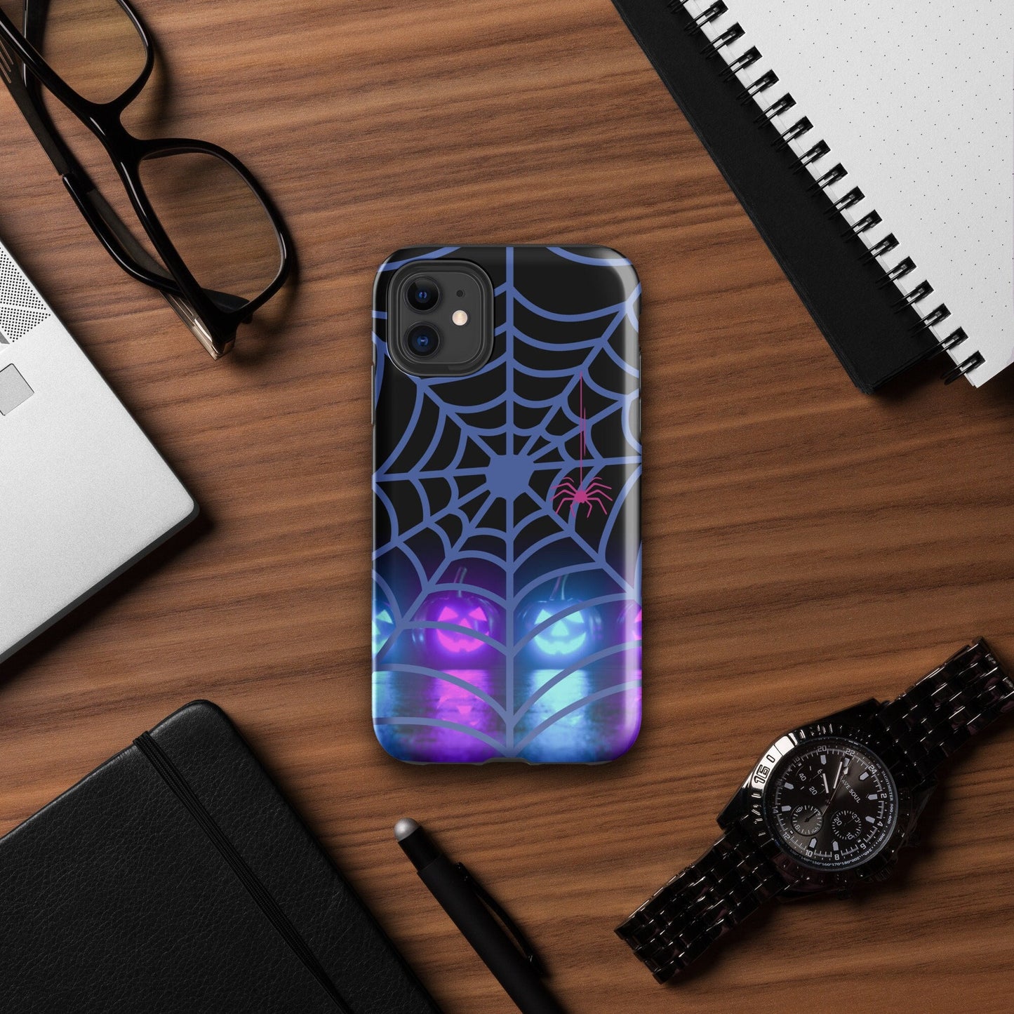 Tough Halloween Case for iPhone®, Pumpkin Phone Case, Spooky Spider Phone Case, Fall Hard Phone Case