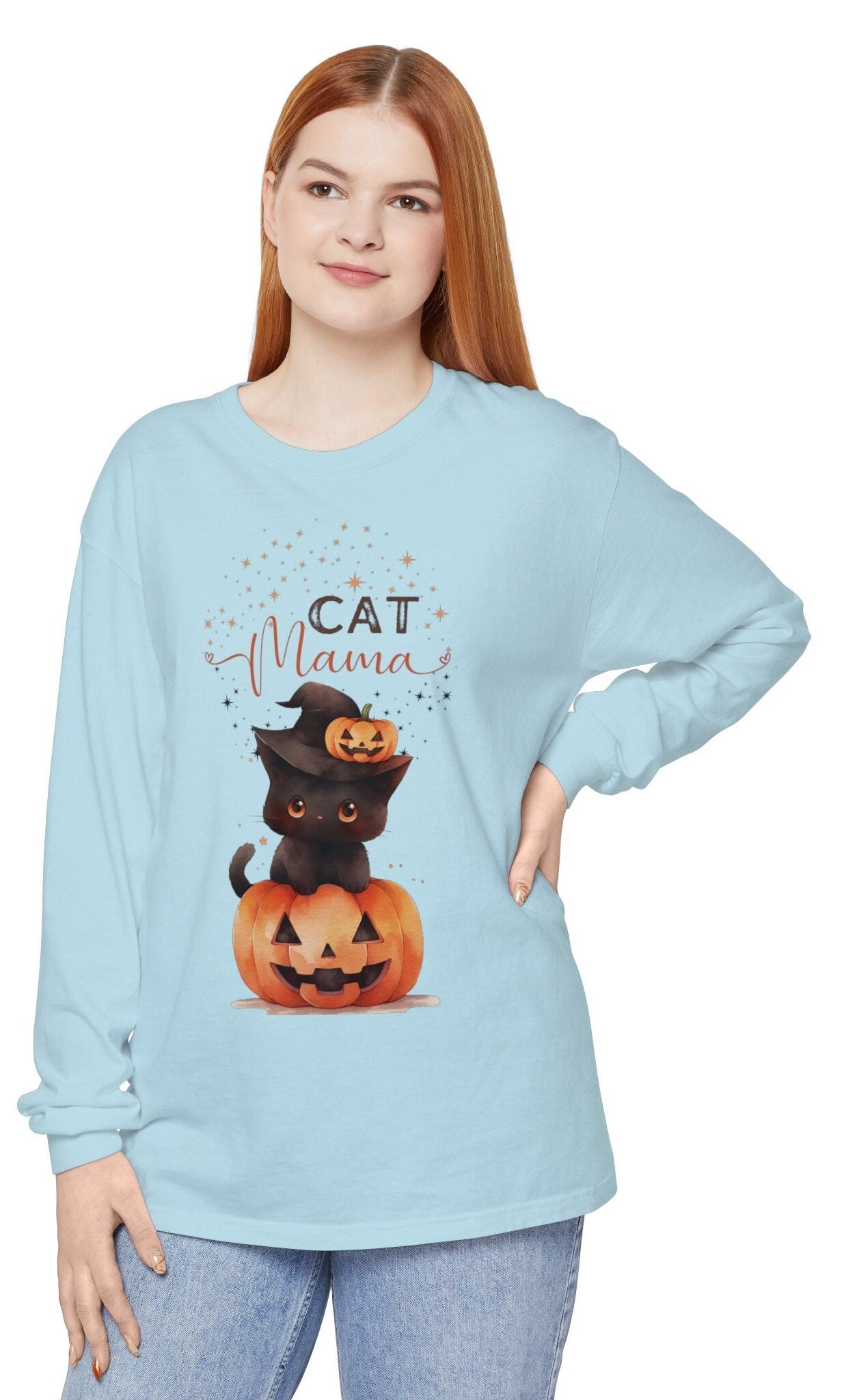 Comfort Colors Black Cat Shirt, Pumpkin Black Cat Mom Shirt, Black Cat Halloween, Spooky Season Shirt