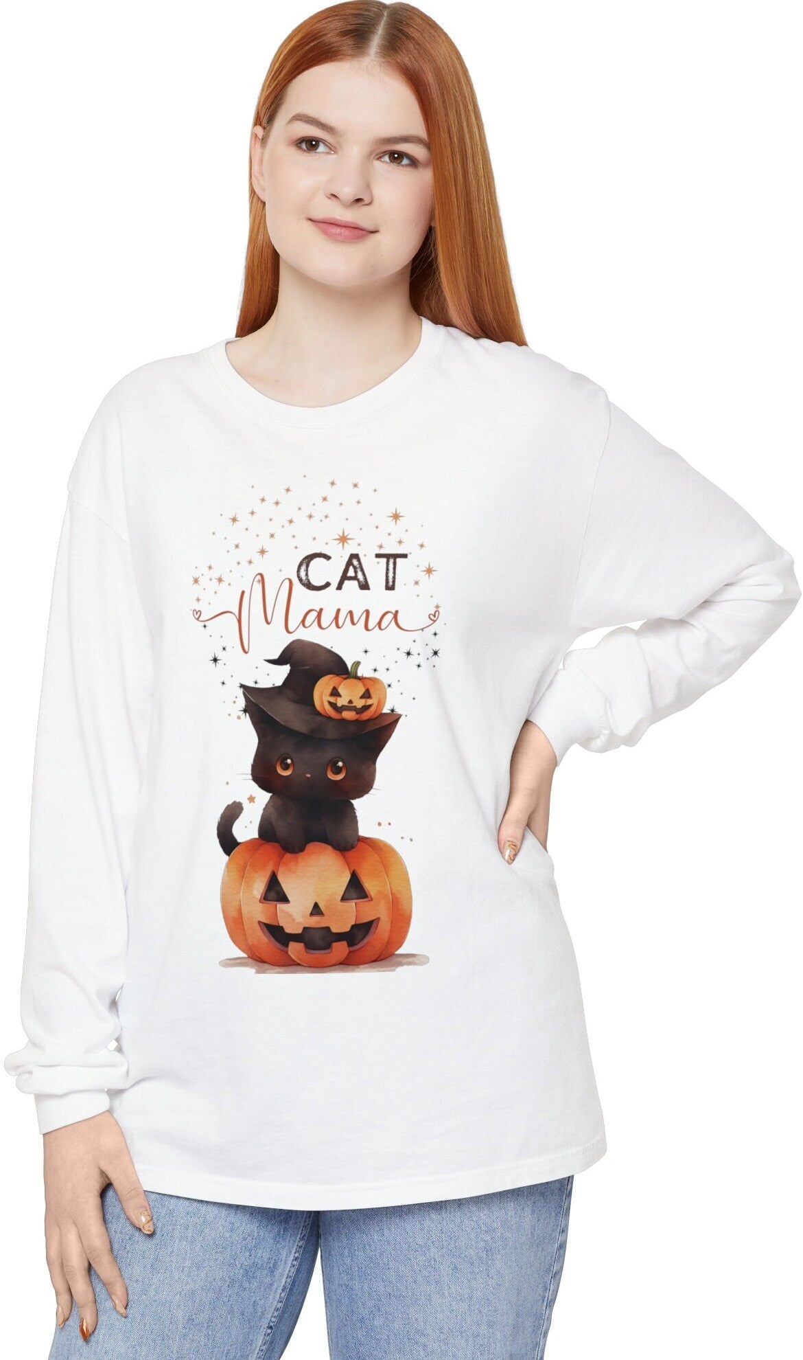 Comfort Colors Black Cat Shirt, Pumpkin Black Cat Mom Shirt, Black Cat Halloween, Spooky Season Shirt