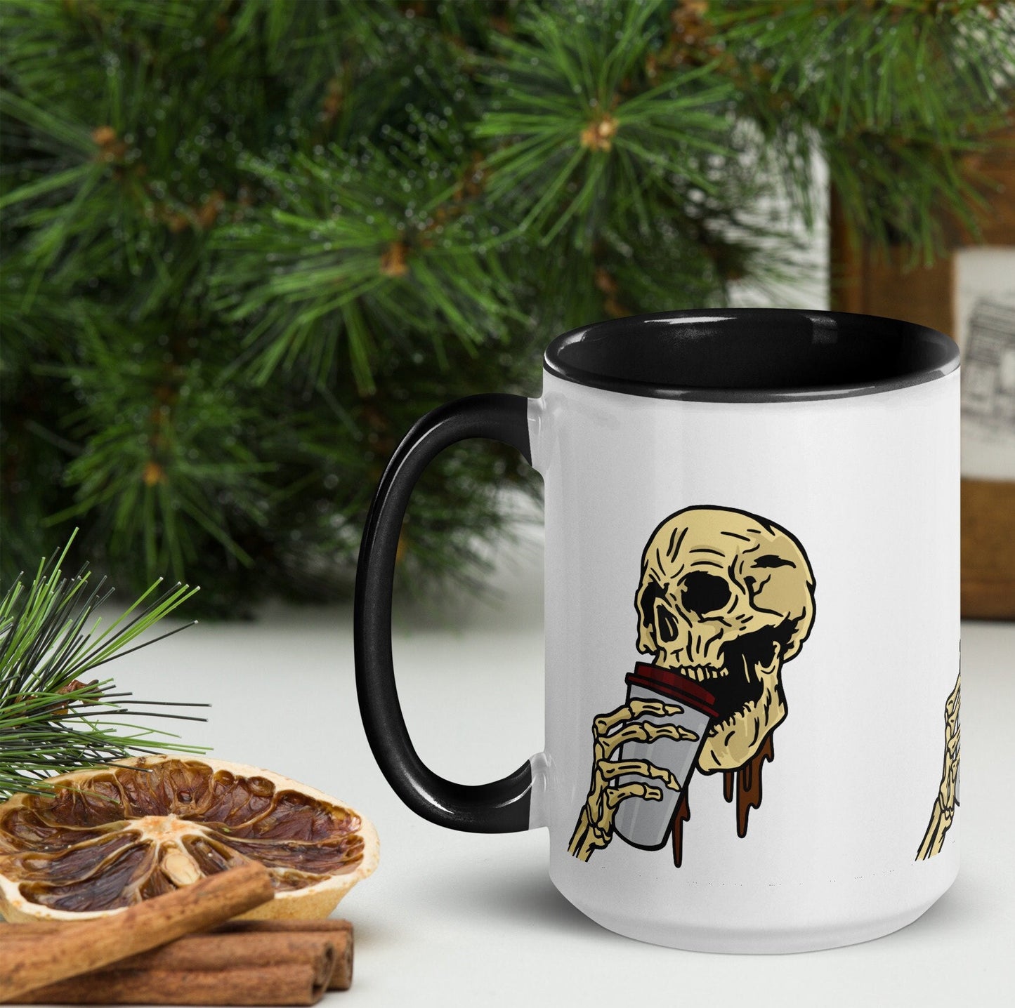 Halloween Skull Coffee Mug With Color Inside, Spooky Season Mug, Halloween Skeleton, Dancing Skeleton Mug, Skeleton Coffee Mug