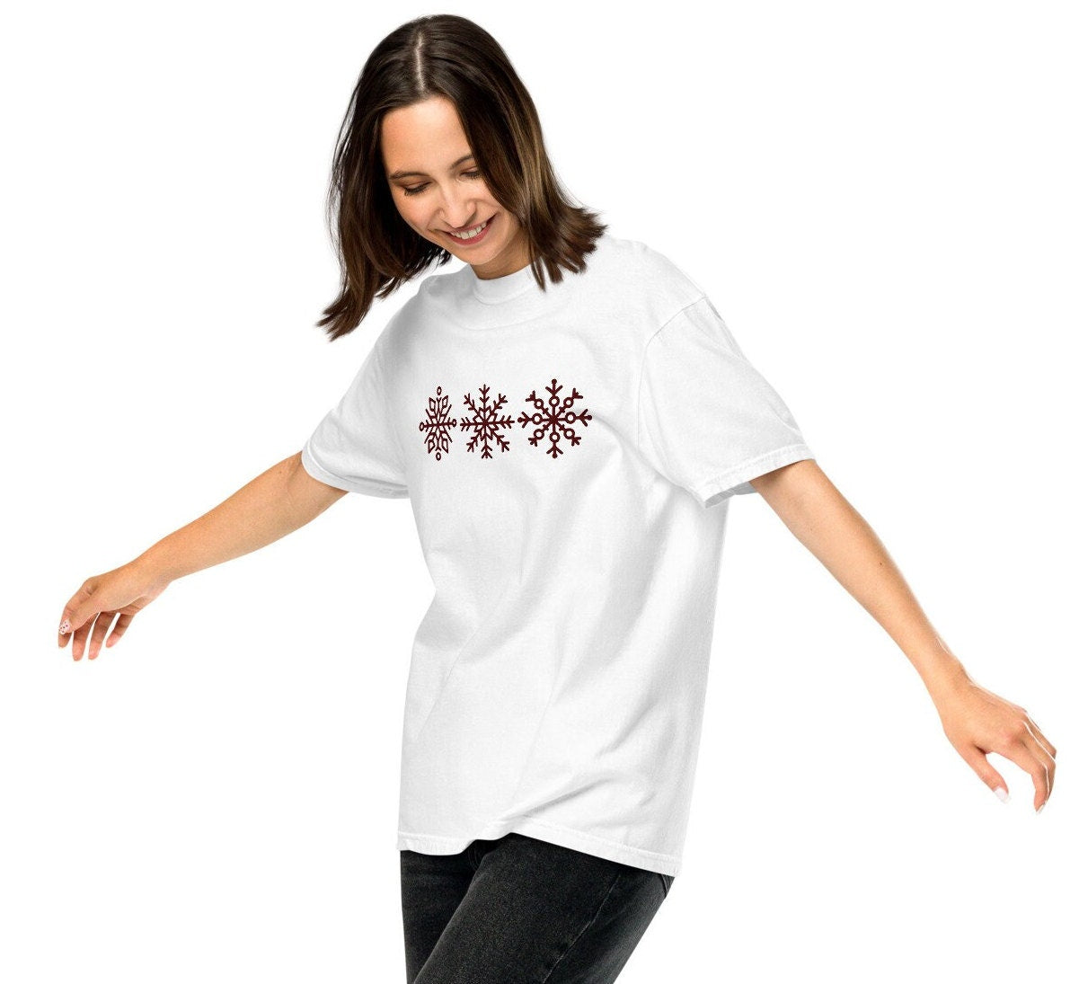 Comfort Colors Embroidered Snowflake Sweatshirt, Holiday Sweater, Christmas Sweatshirt, Snow Pullover, Ski Sweatshirt