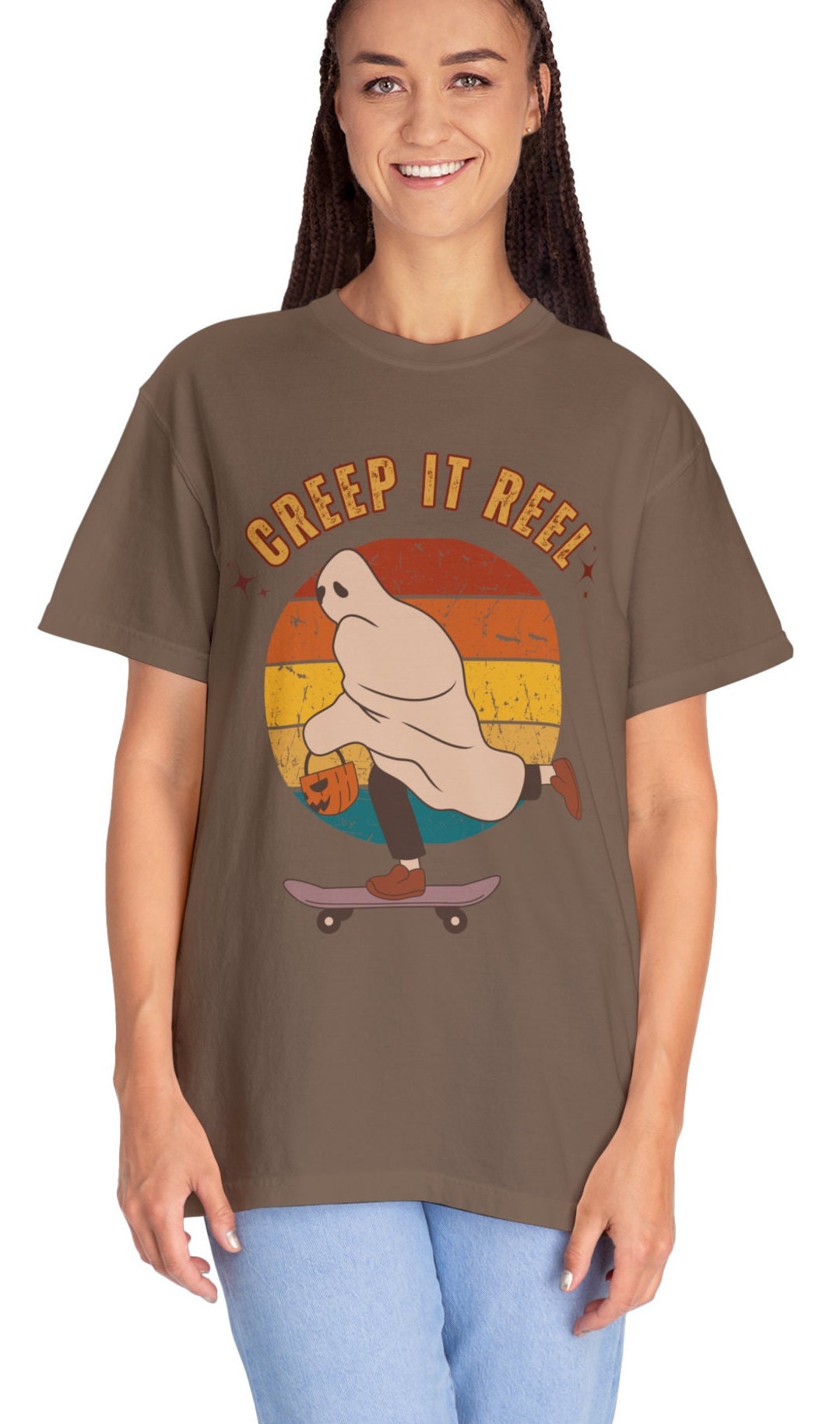 Copy of Comfort Colors Creep It Real Shirt, Ghost Skateboarding, Ghost Halloween Tee