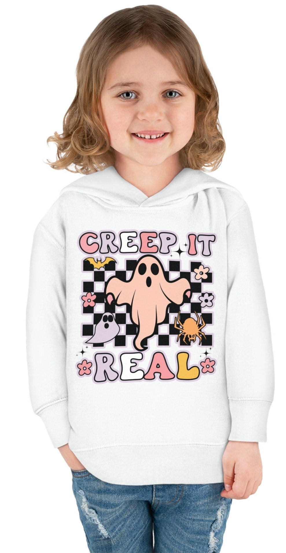 Creep It Real Toddler Hoodie, Halloween Kids Sweatshirt, Funny Halloween Tee, Kids Halloween Sweater, Spooky Toddler Pullover Fleece Hoodie