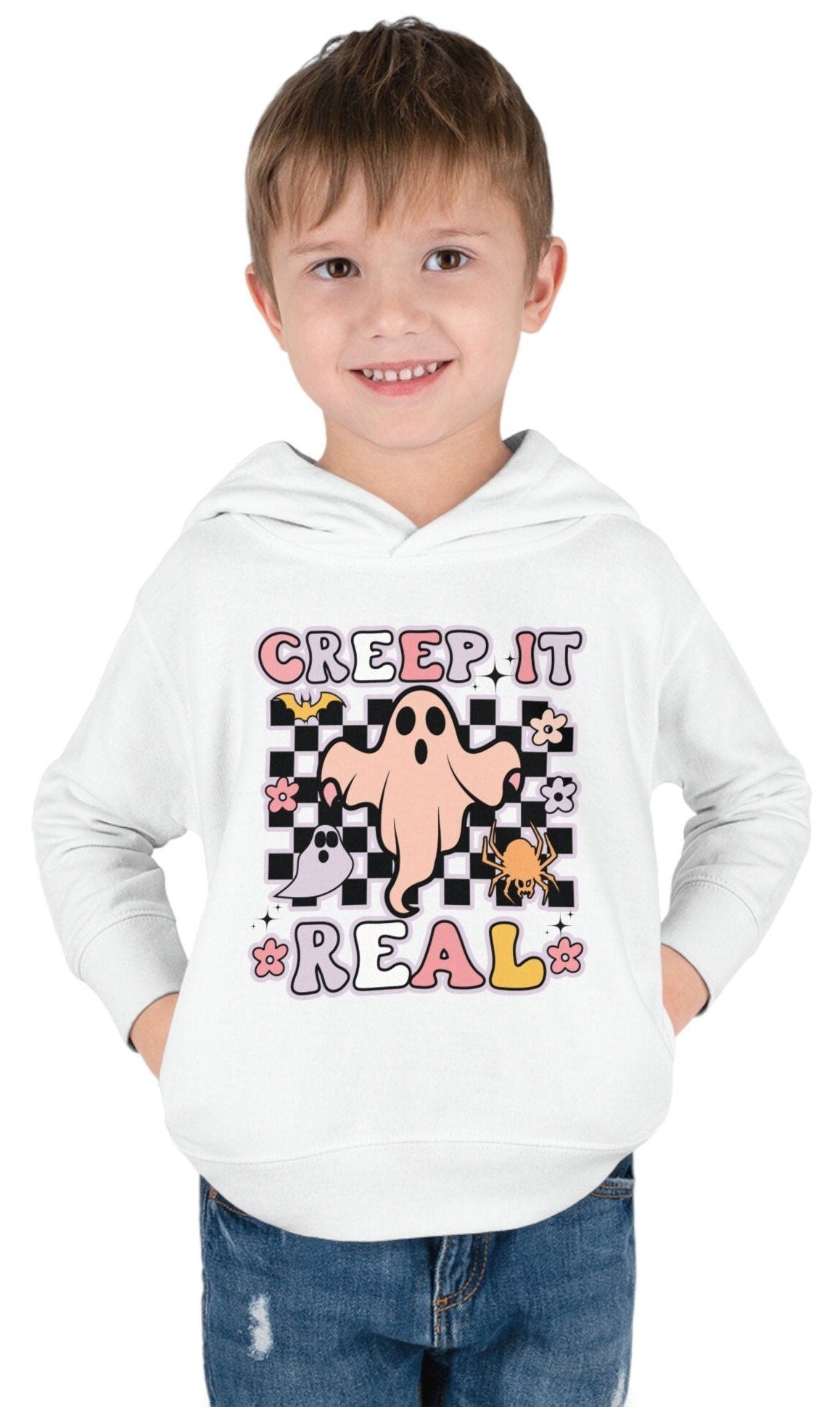 Creep It Real Toddler Hoodie, Halloween Kids Sweatshirt, Funny Halloween Tee, Kids Halloween Sweater, Spooky Toddler Pullover Fleece Hoodie