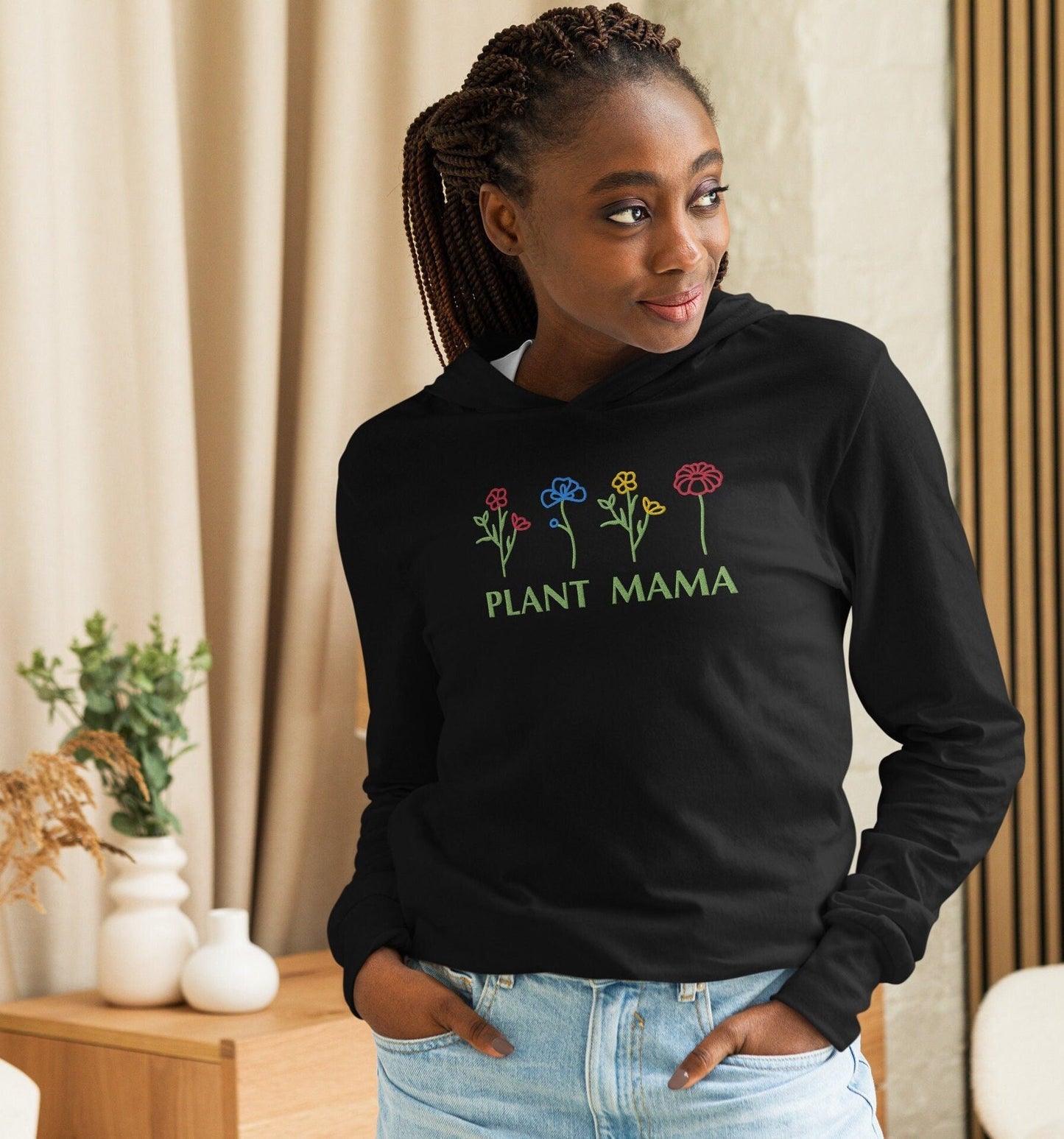 EMBROIDERED Plants Long sleeve Shirt, Plant Mom Sweatshirt, Plant Lover Gift, Plant Lady Spring Clothing, Gardening Shirt