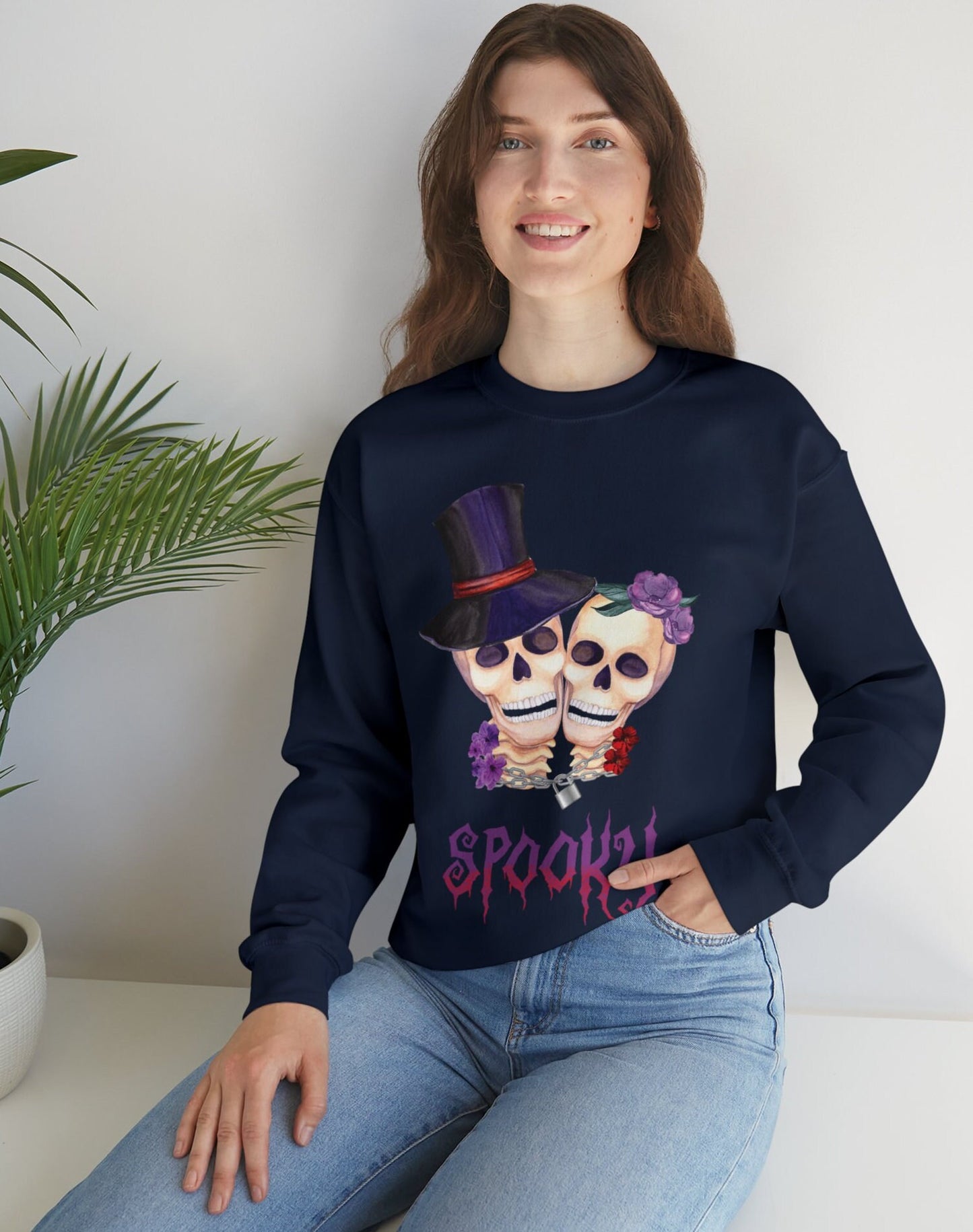 Skull Love Floral Sweatshirt, Romantic Halloween Sweatshirt, Spooky Matching Halloween Skull Floral Costumes