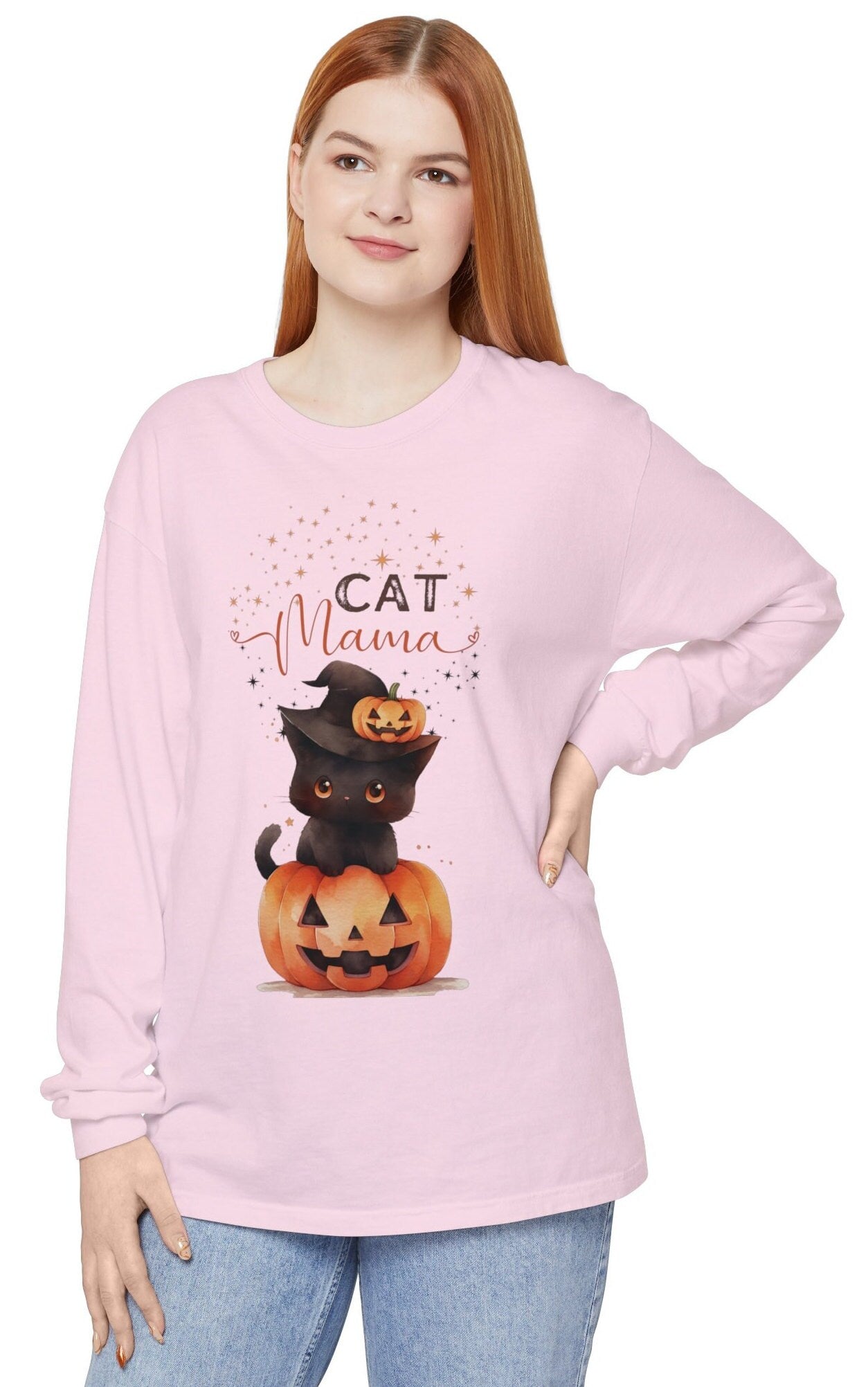 Comfort Colors Black Cat Shirt, Pumpkin Black Cat Mom Shirt, Black Cat Halloween, Spooky Season Shirt