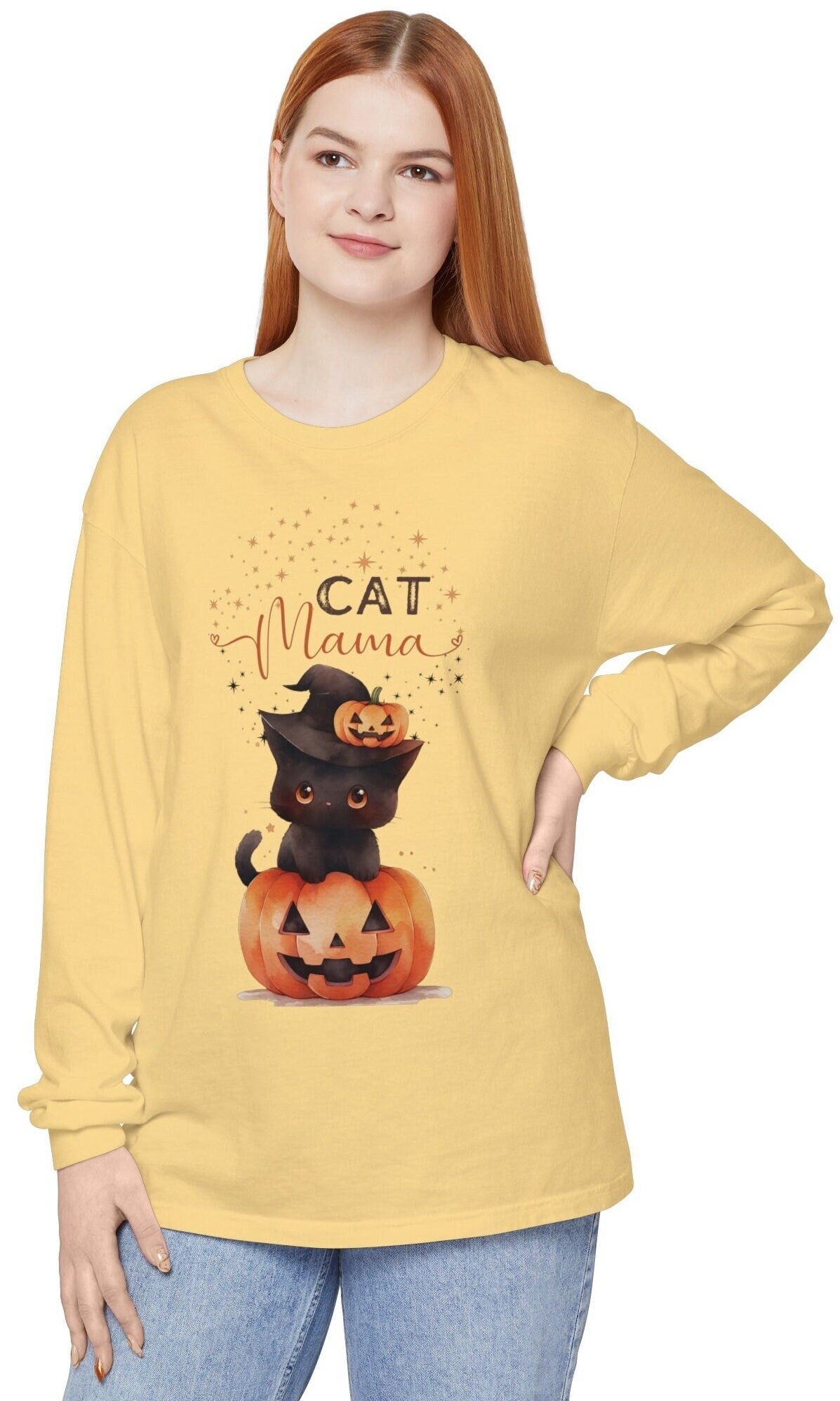 Comfort Colors Black Cat Shirt, Pumpkin Black Cat Mom Shirt, Black Cat Halloween, Spooky Season Shirt