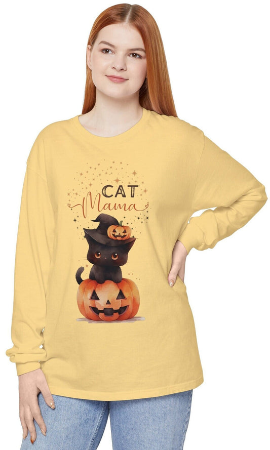 Comfort Colors Black Cat Shirt, Pumpkin Black Cat Mom Shirt, Black Cat Halloween, Spooky Season Shirt