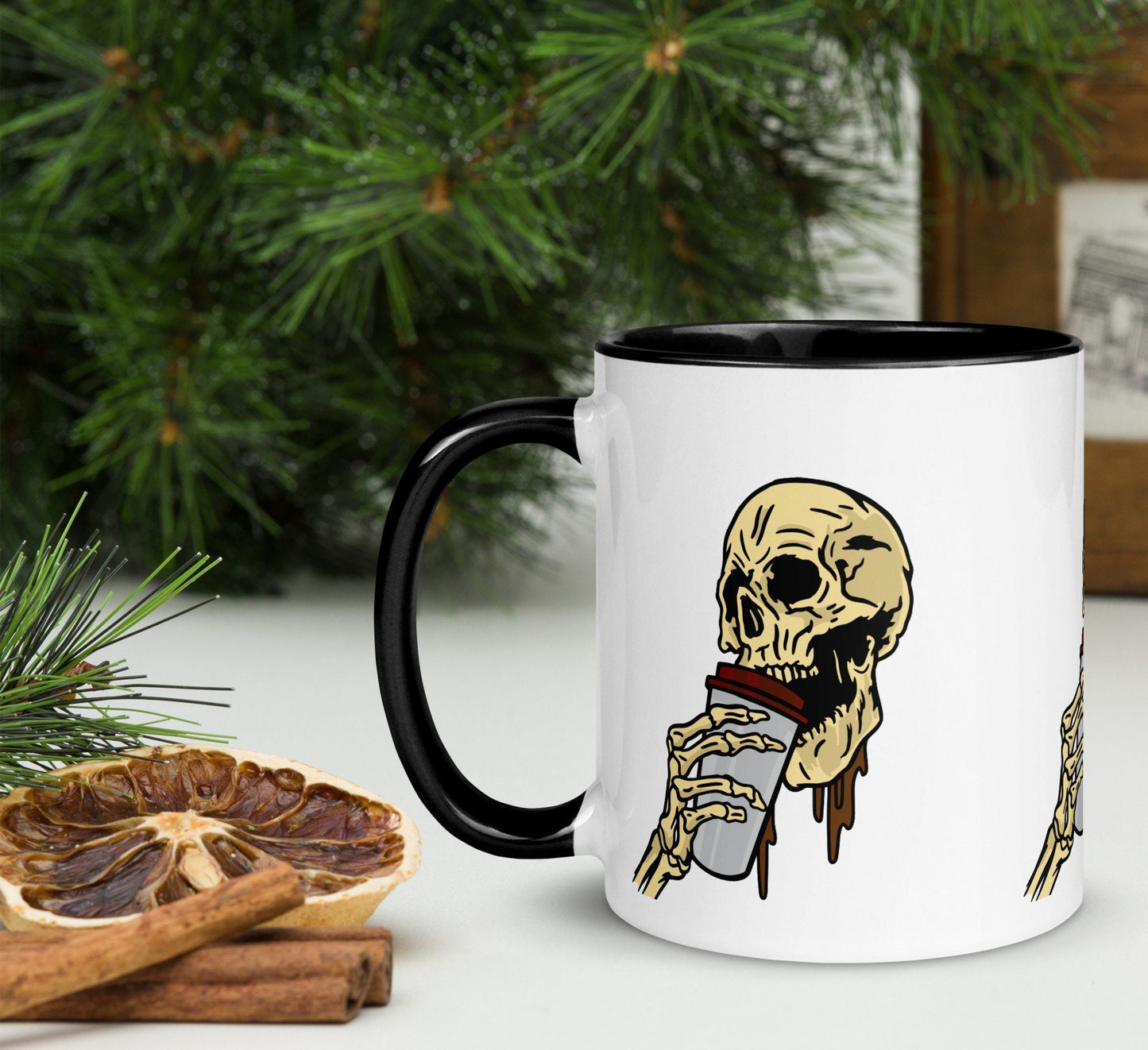 Halloween Skull Coffee Mug With Color Inside, Spooky Season Mug, Halloween Skeleton, Dancing Skeleton Mug, Skeleton Coffee Mug