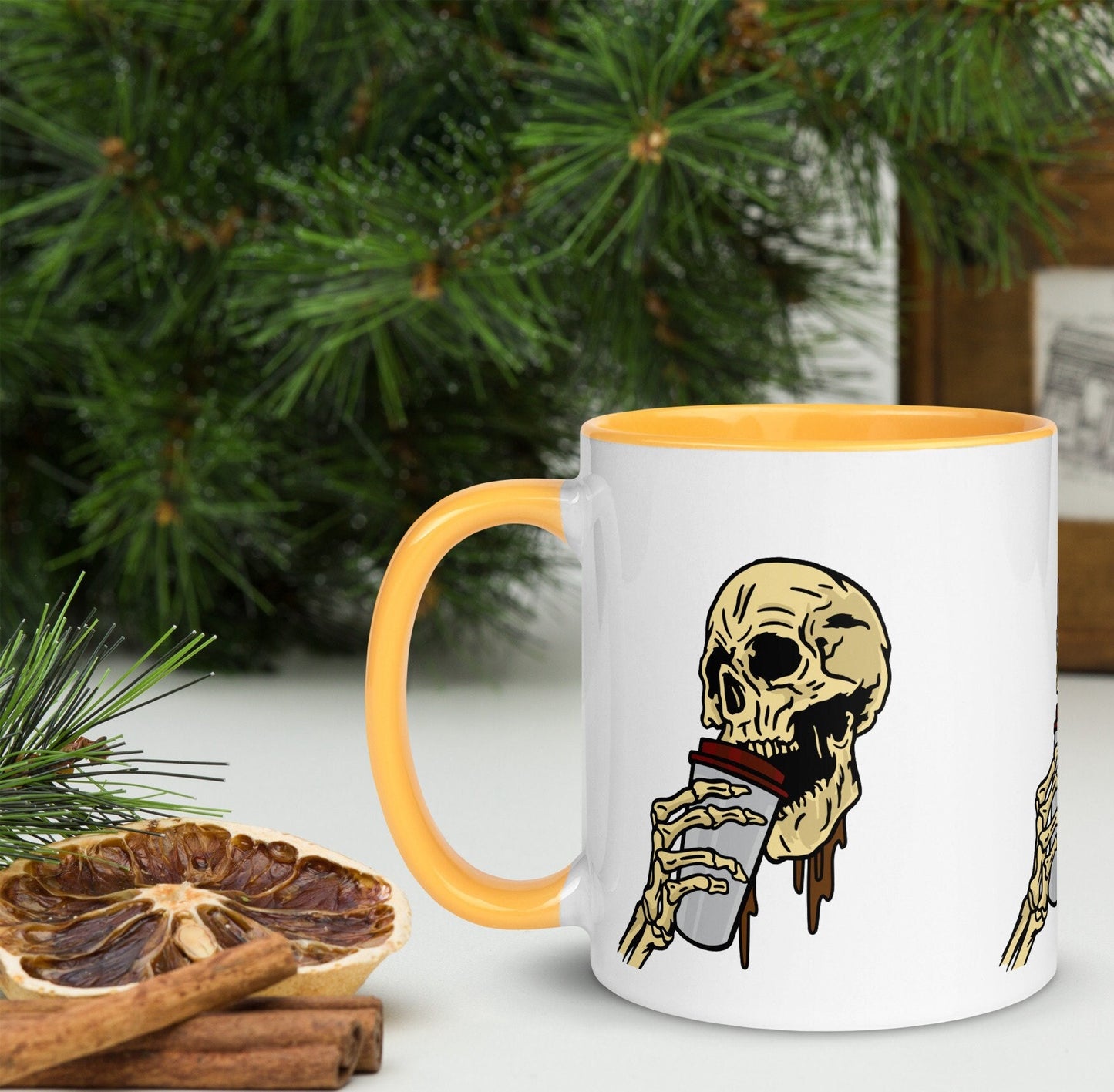 Halloween Skull Coffee Mug With Color Inside, Spooky Season Mug, Halloween Skeleton, Dancing Skeleton Mug, Skeleton Coffee Mug