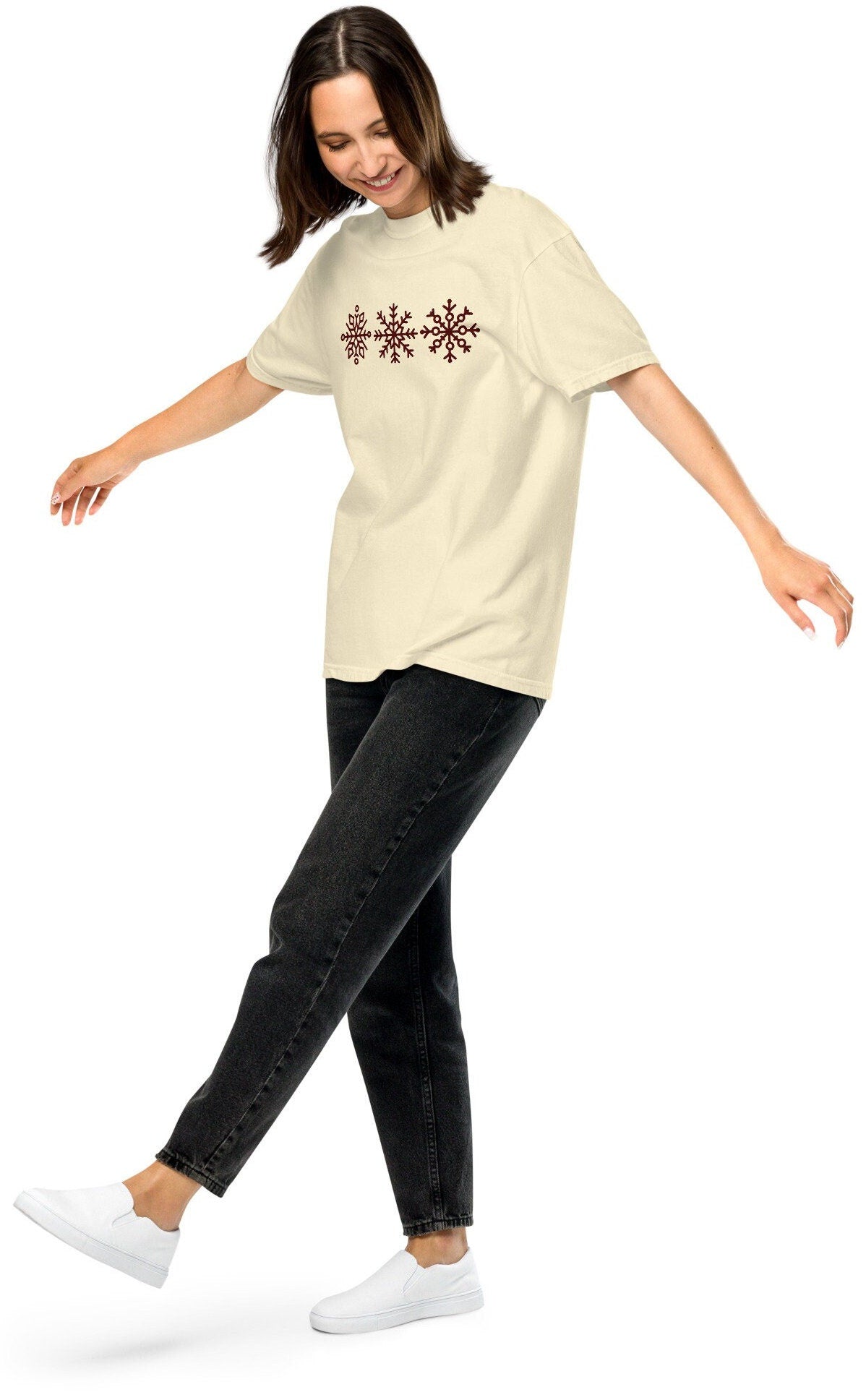 Comfort Colors Embroidered Snowflake Sweatshirt, Holiday Sweater, Christmas Sweatshirt, Snow Pullover, Ski Sweatshirt