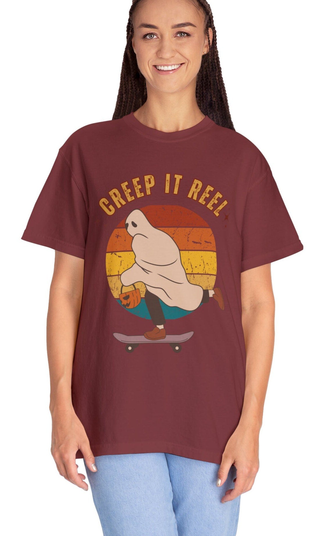 Copy of Comfort Colors Creep It Real Shirt, Ghost Skateboarding, Ghost Halloween Tee