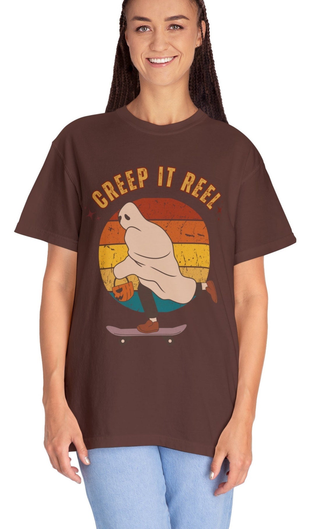 Copy of Comfort Colors Creep It Real Shirt, Ghost Skateboarding, Ghost Halloween Tee