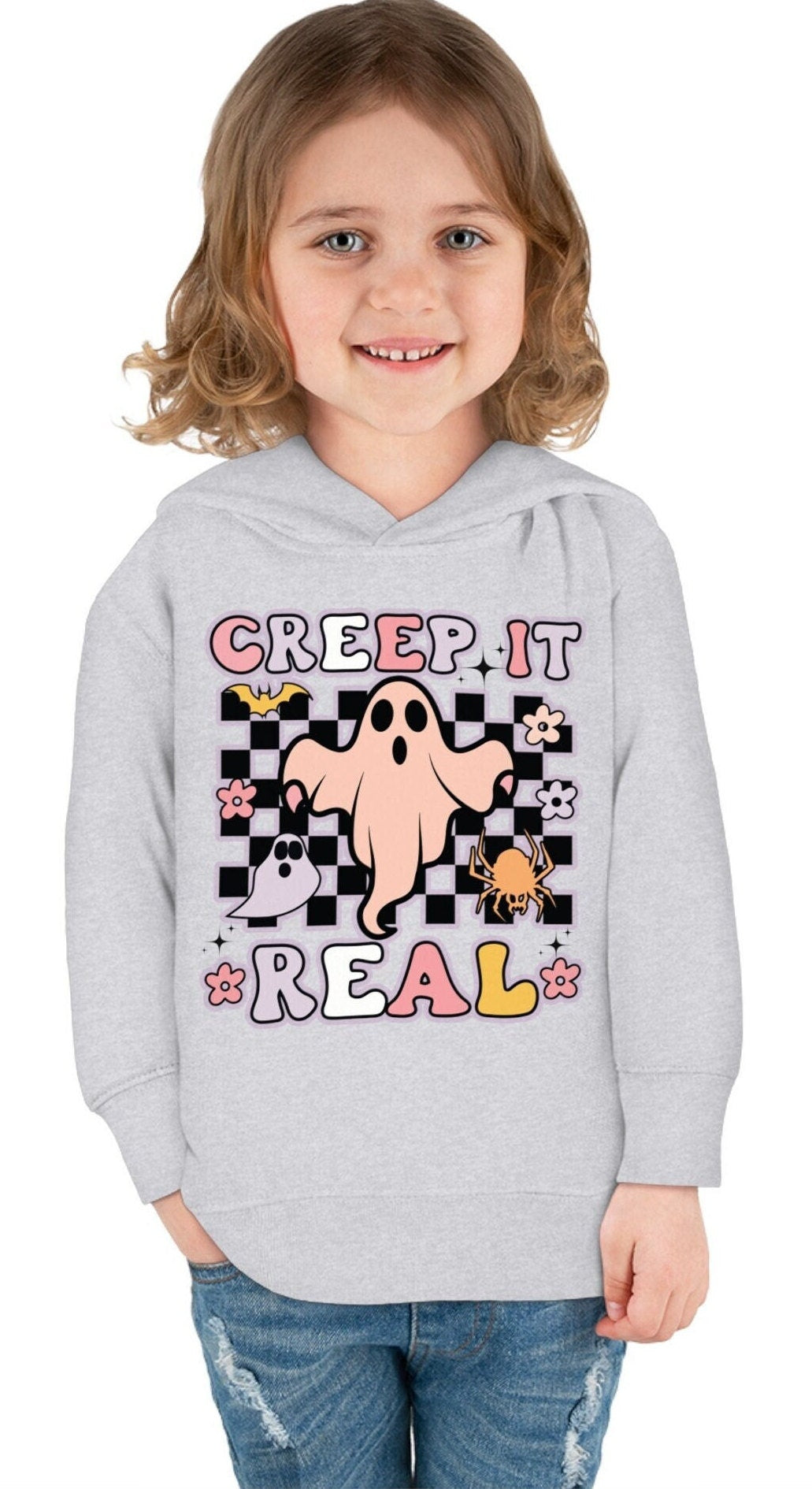 Creep It Real Toddler Hoodie, Halloween Kids Sweatshirt, Funny Halloween Tee, Kids Halloween Sweater, Spooky Toddler Pullover Fleece Hoodie