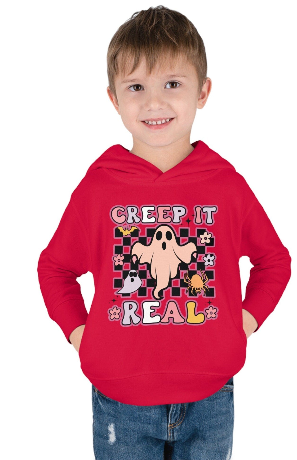 Creep It Real Toddler Hoodie, Halloween Kids Sweatshirt, Funny Halloween Tee, Kids Halloween Sweater, Spooky Toddler Pullover Fleece Hoodie