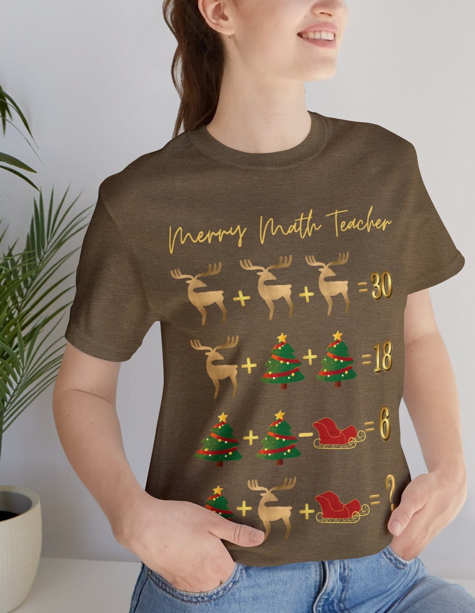 Math Teacher Christmas Short Sleeve Tee