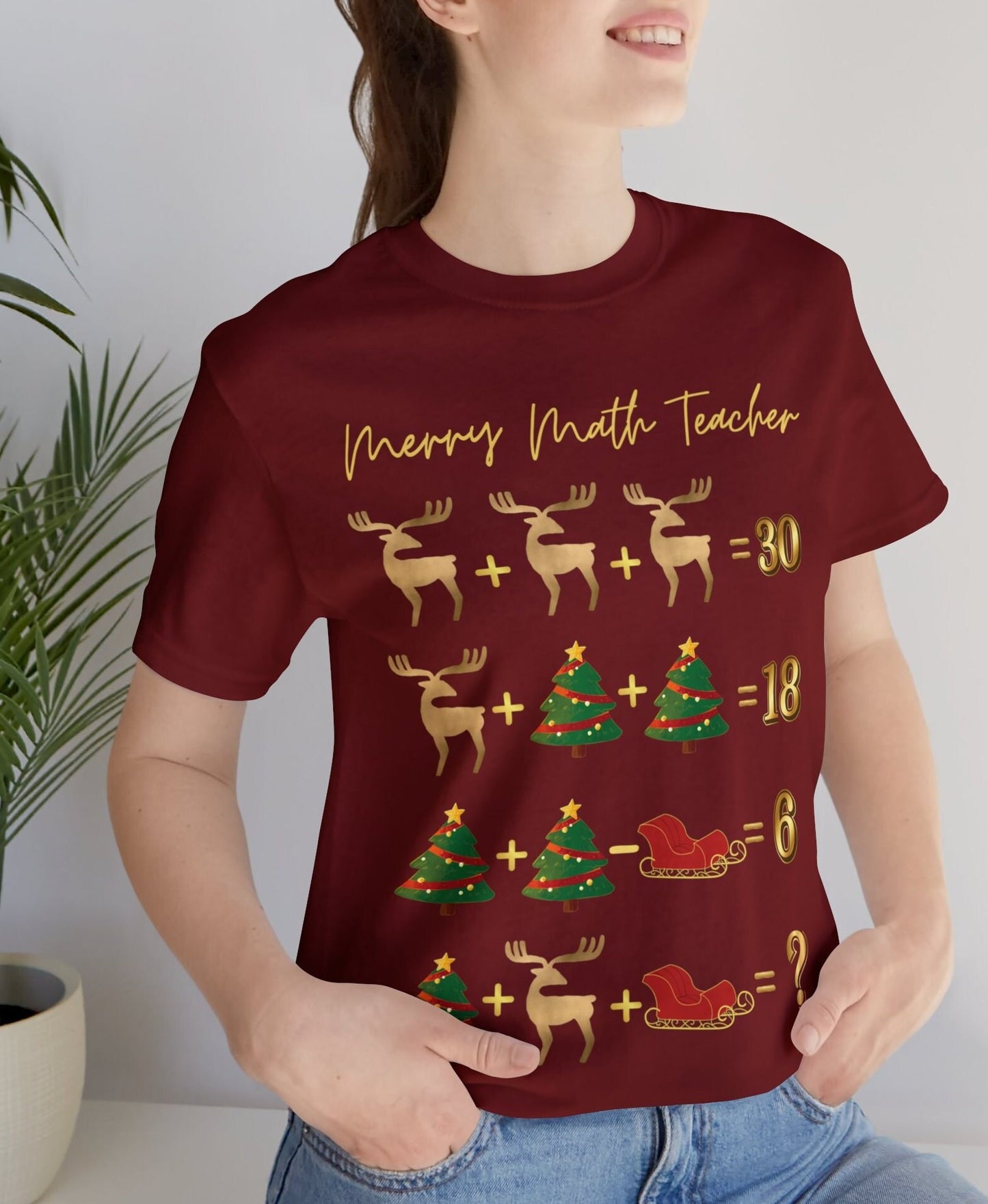 Math Teacher Christmas Short Sleeve Tee