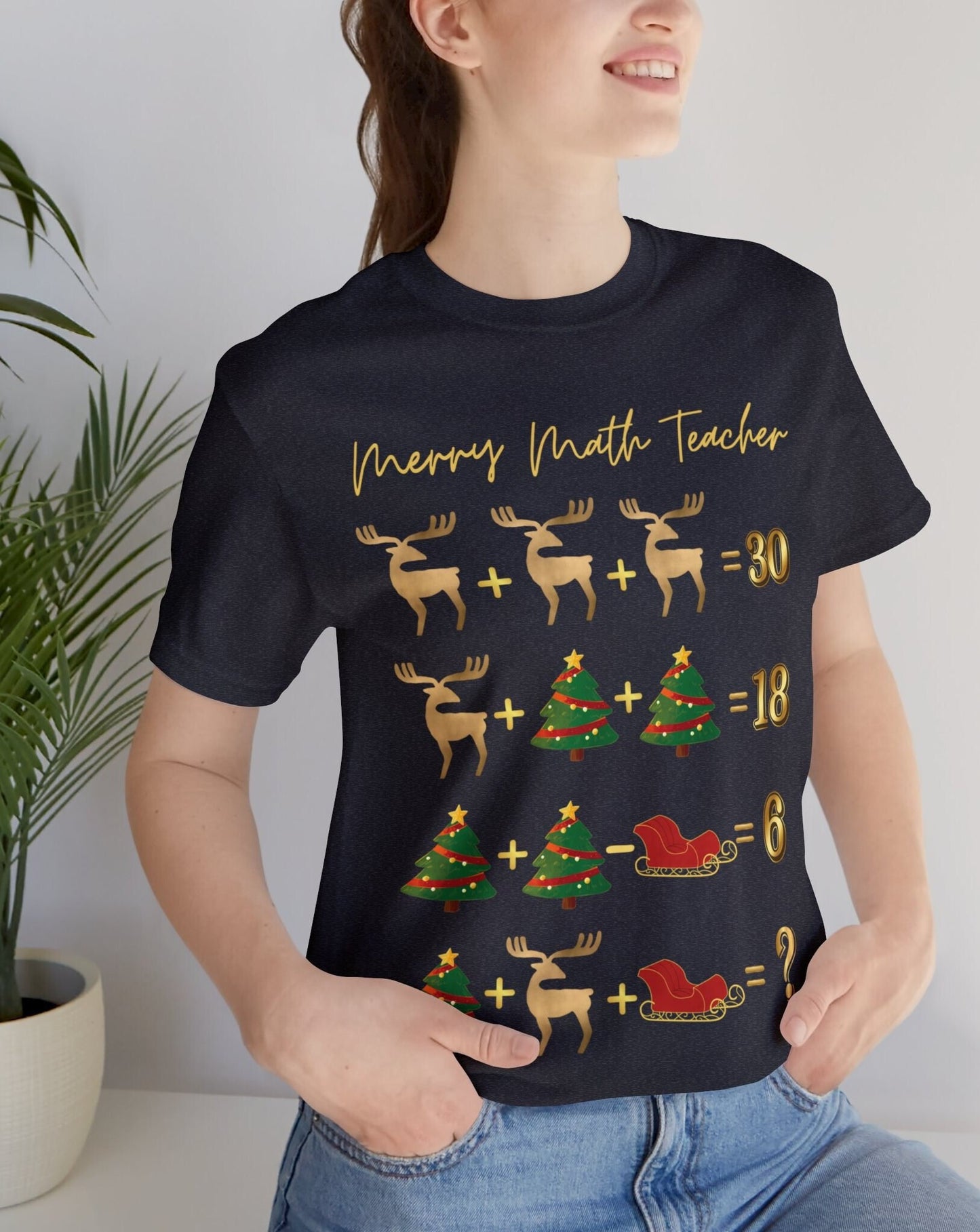 Math Teacher Christmas Short Sleeve Tee