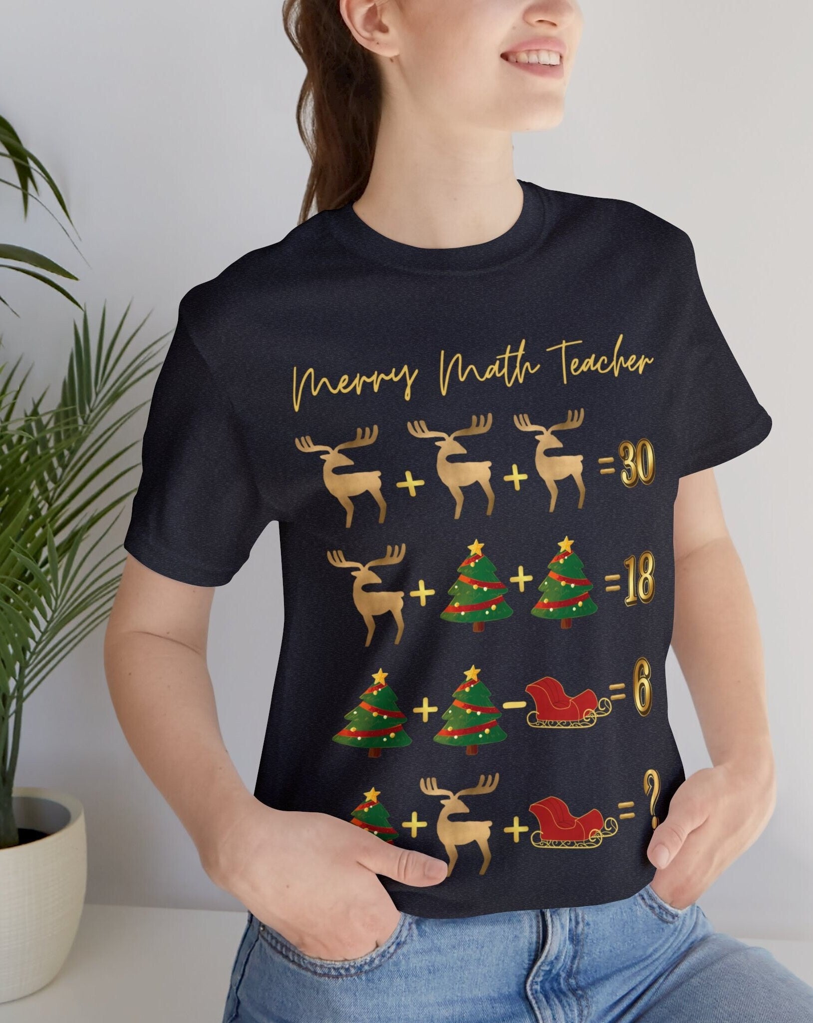 Math Teacher Christmas Short Sleeve Tee