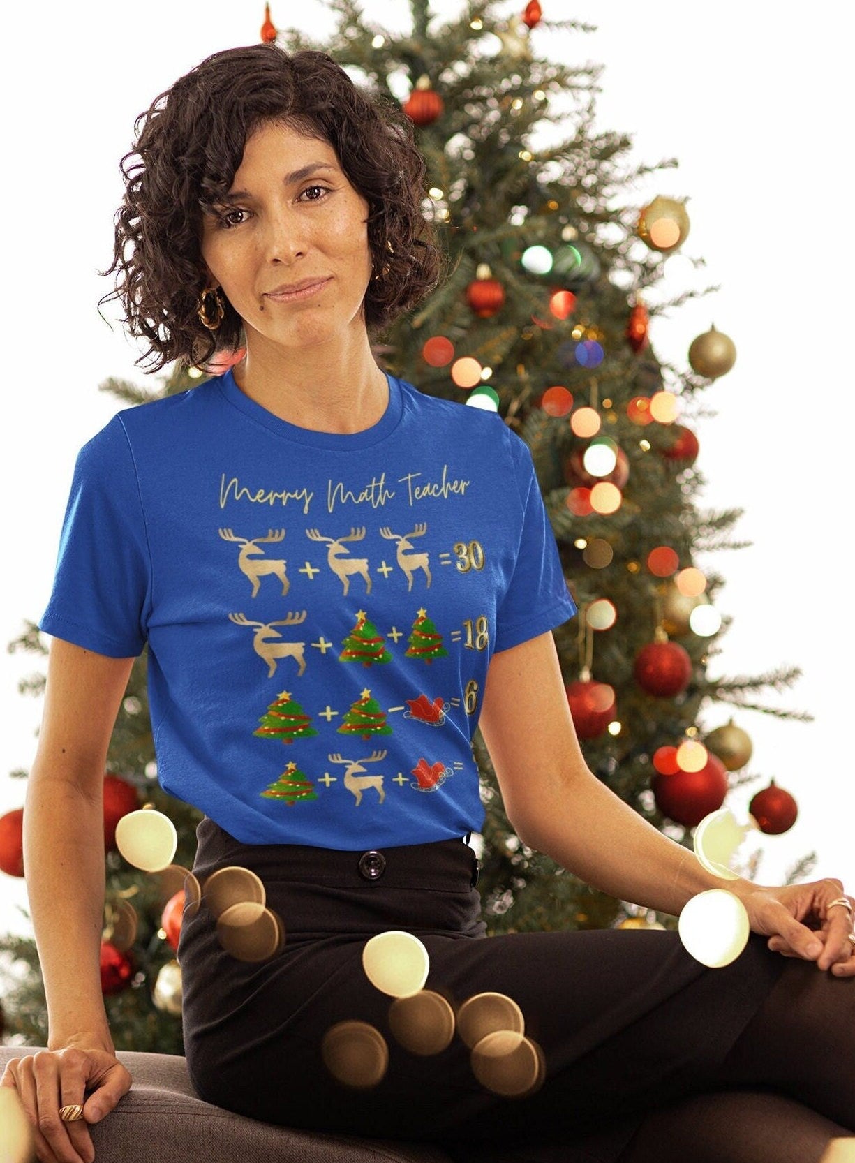 Math Teacher Christmas Short Sleeve Tee