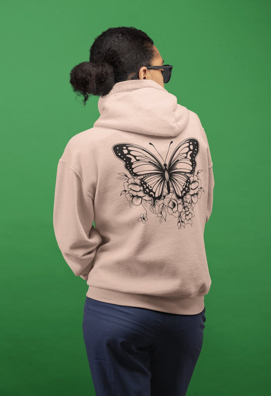 Butterfly Lane Seven Hoodie, Butterfly in the back Sweater, Butterfly Hoodie, Butterfly Lover Gift, Women Butterfly