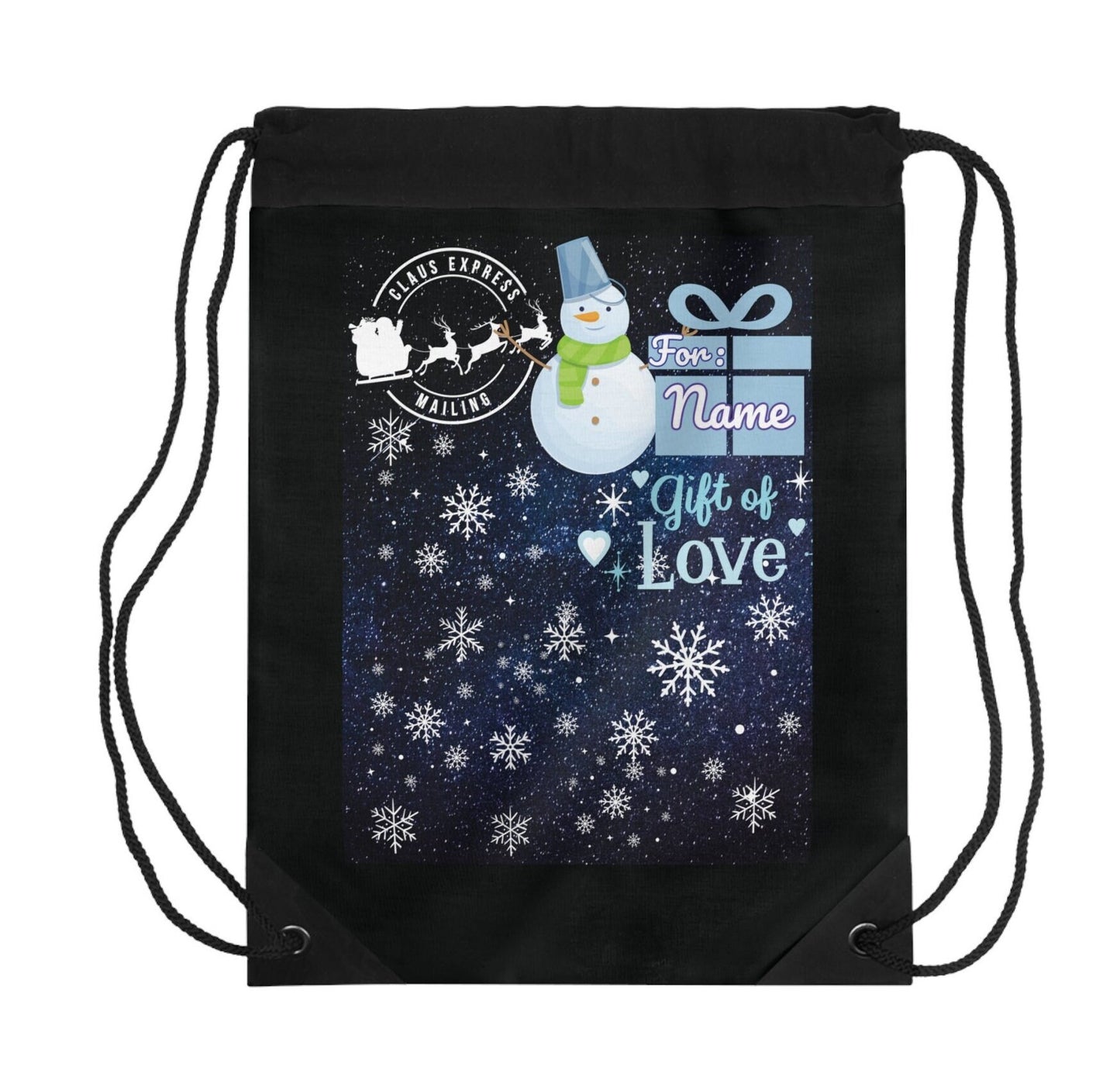 18.9" X 14.6" Personalized Fabric Drawstring Christmas Gift Bag, Custom Xmas Gift bag.