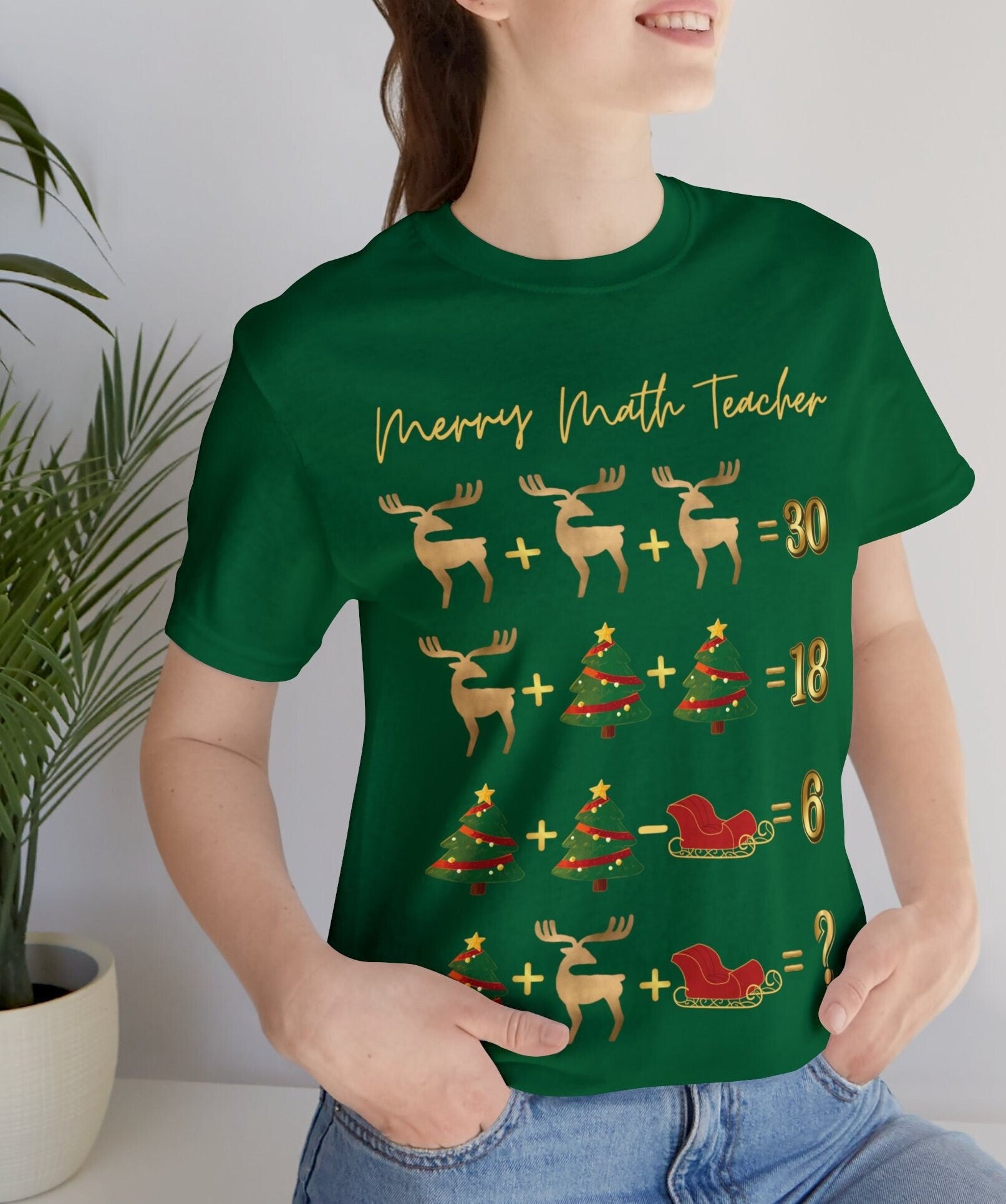 Math Teacher Christmas Short Sleeve Tee