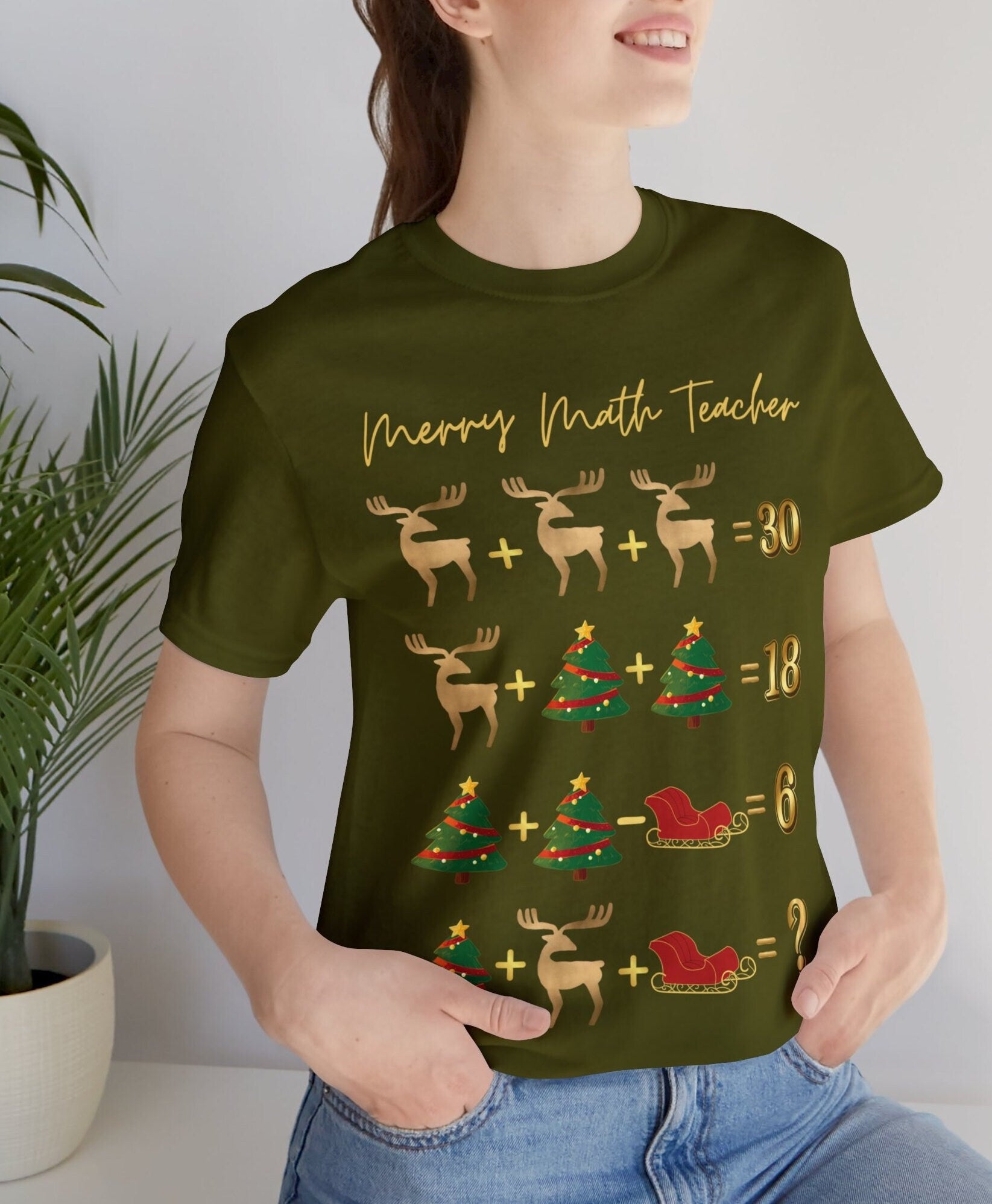 Math Teacher Christmas Short Sleeve Tee