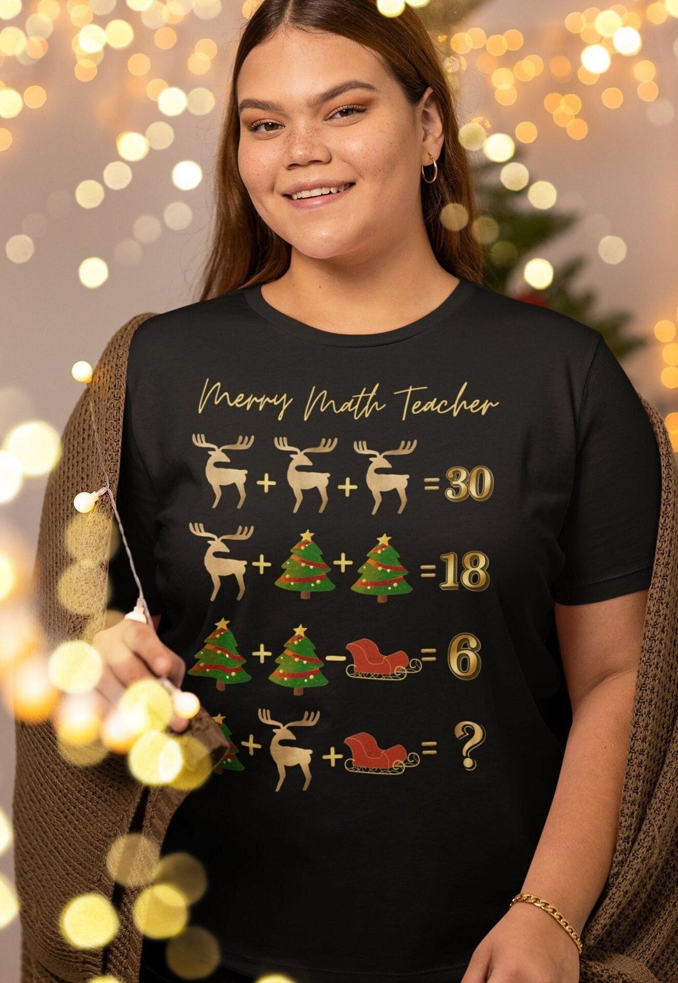 Math Teacher Christmas Short Sleeve Tee