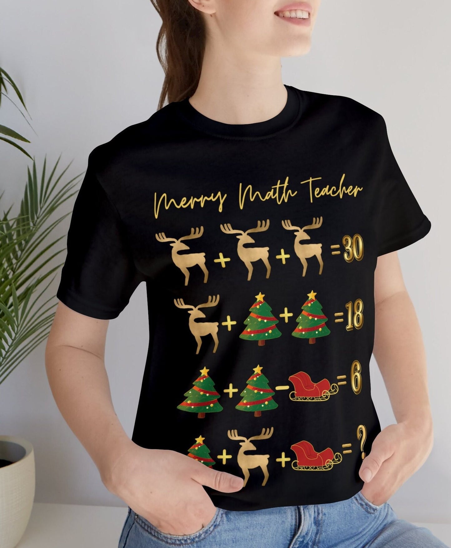 Math Teacher Christmas Short Sleeve Tee