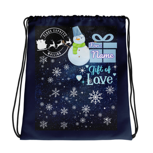 15&quot; x 17&quot; Personalized Fabric Drawstring Christmas Gift bag, Custom Christmas gift bag