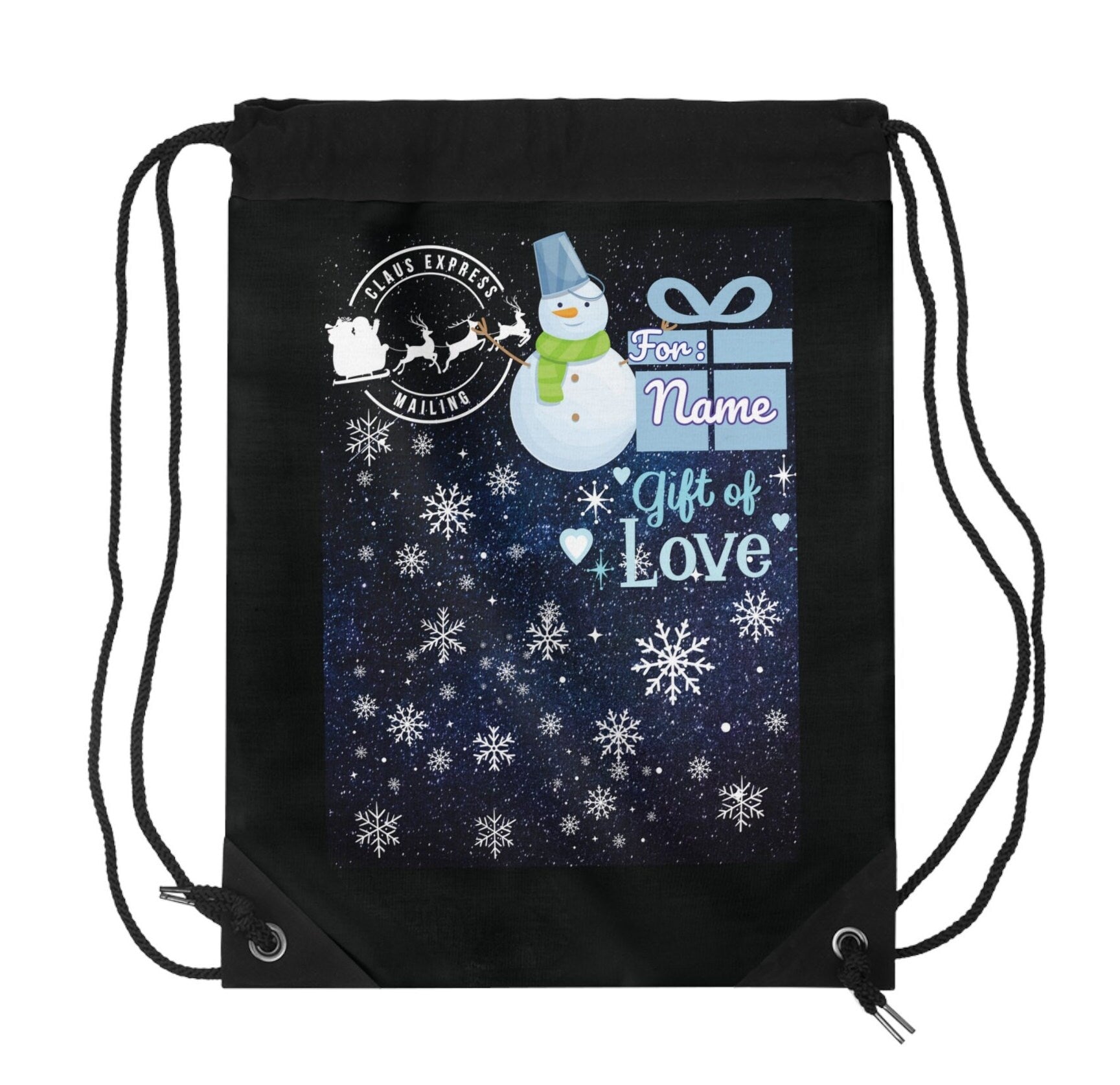 18.9" X 14.6" Personalized Fabric Drawstring Christmas Gift Bag, Custom Xmas Gift bag.