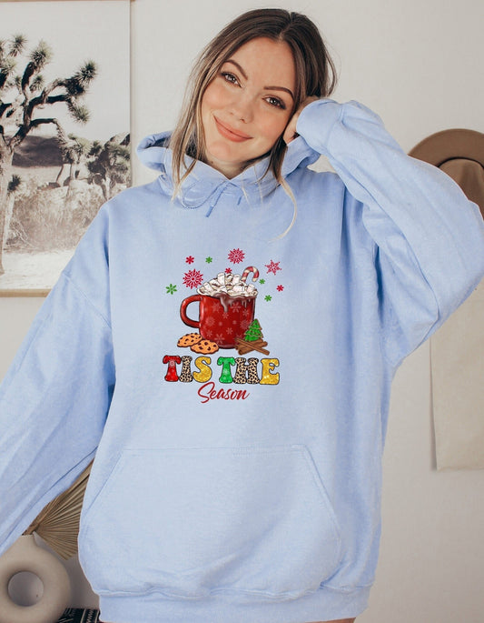 Tis the Season Christmas Hoodie, Christmas Coffee Sweatshirt, Coffee Sweatshirt, Unisex Heavy Blend Hooded Sweatshirt