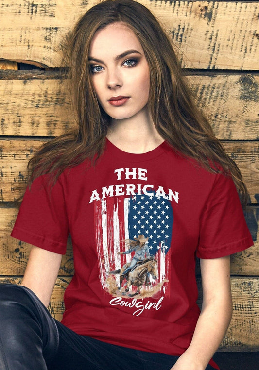 USA Flag Cowgirl  t-shirt, Patriotic Tee, 4th of july, Independence Shirt