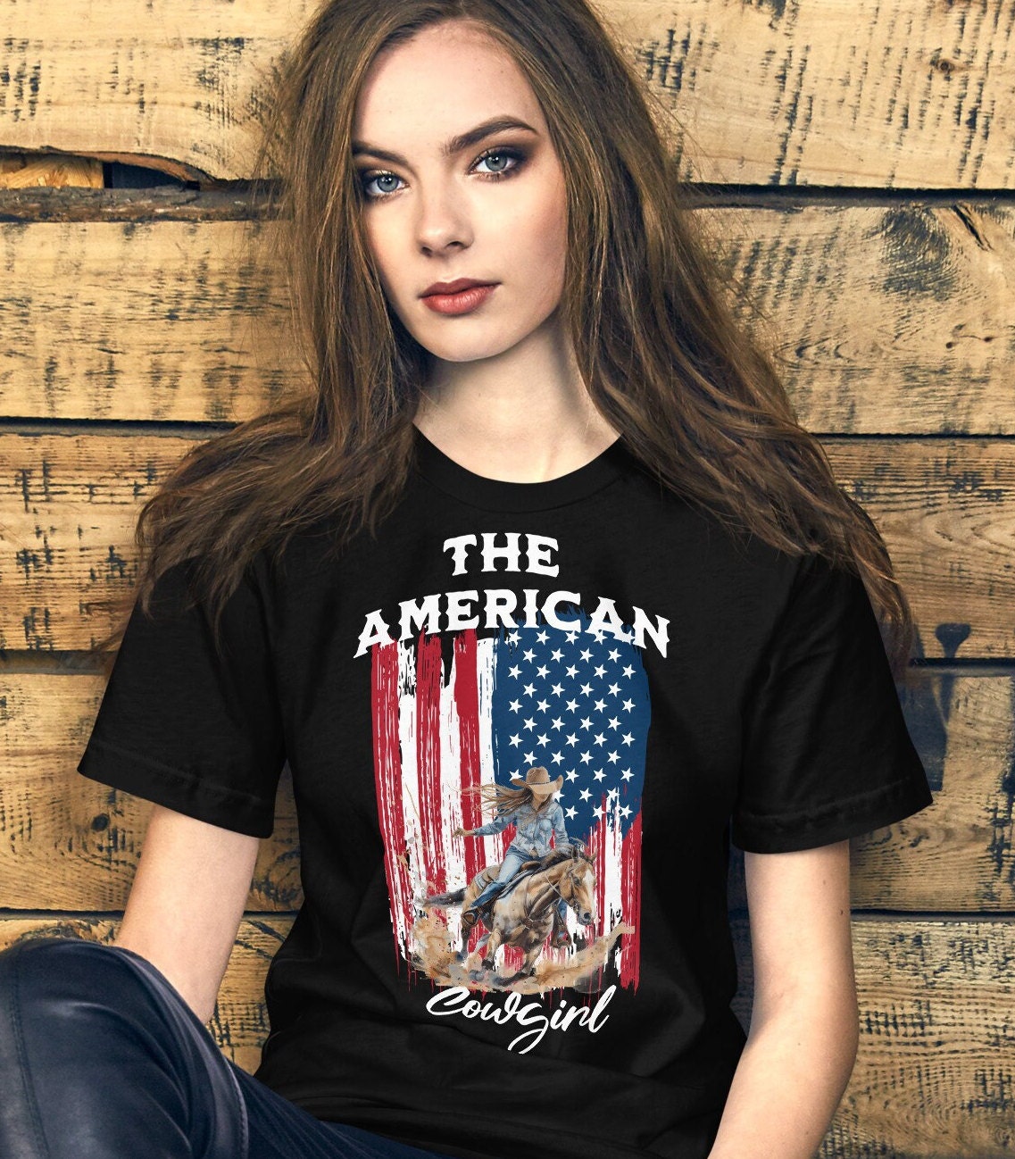 USA Flag Cowgirl  t-shirt, Patriotic Tee, 4th of july, Independence Shirt